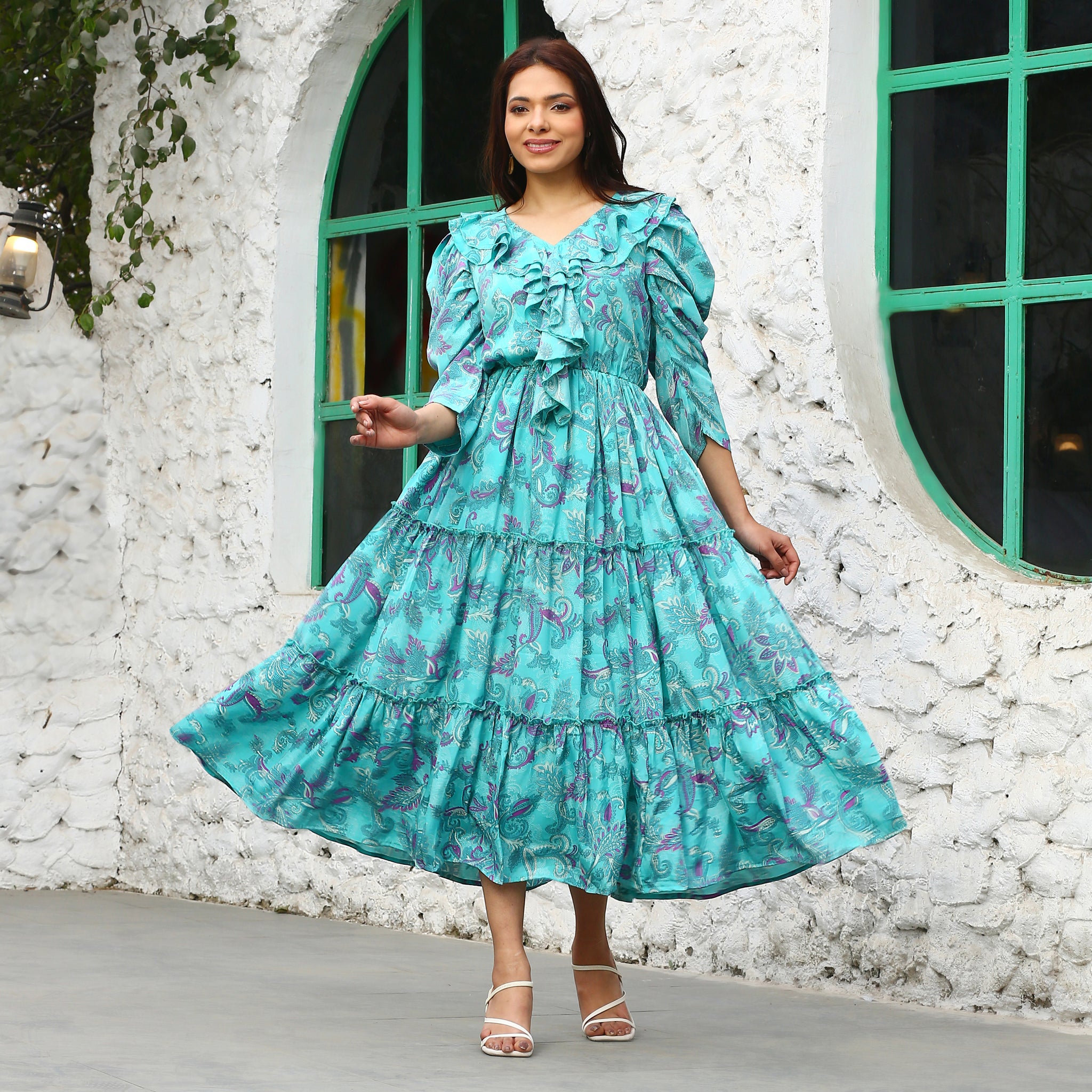 Darya Blue Paisley Maxi Dress