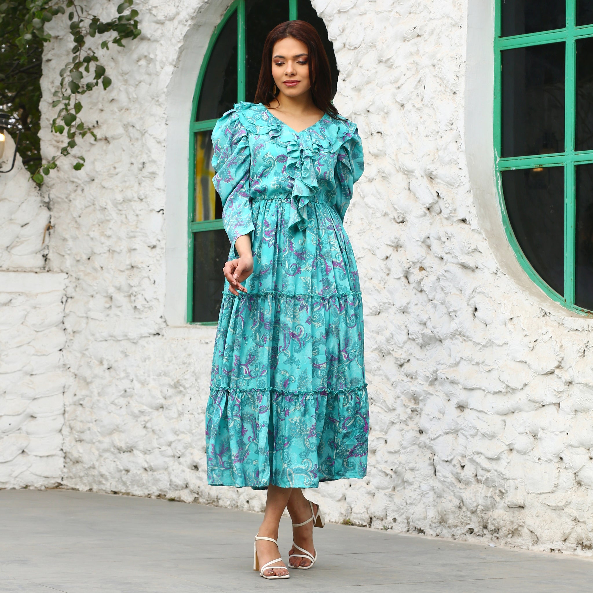 Darya Blue Paisley Maxi Dress