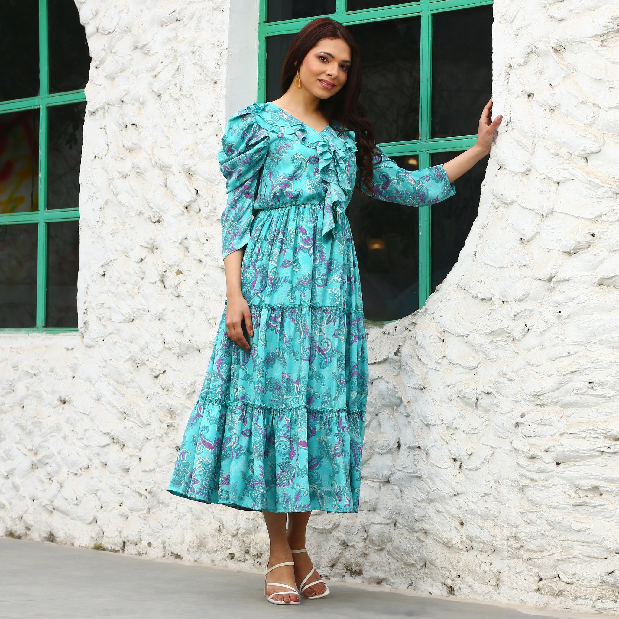 Darya Blue Paisley Maxi Dress