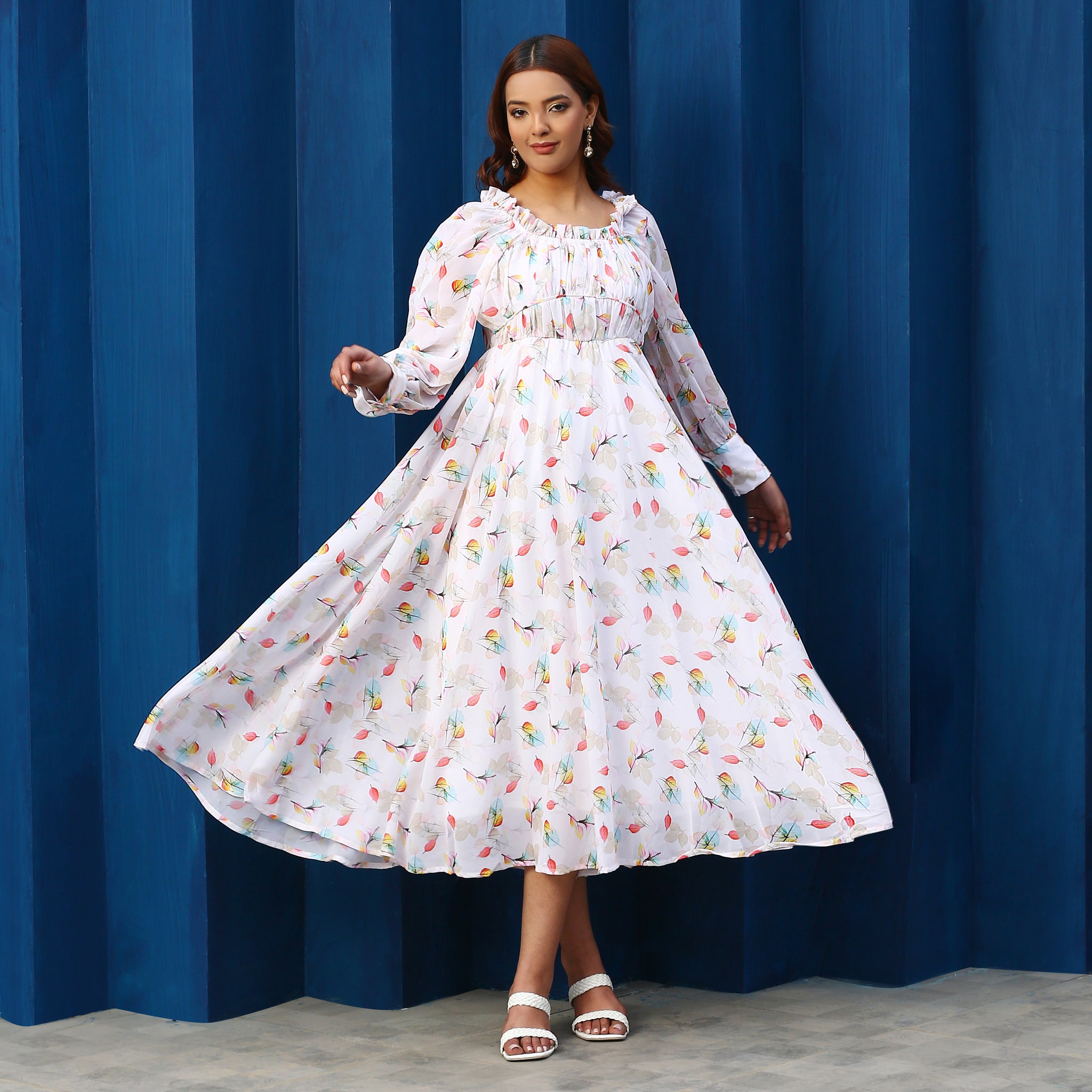 Kamila White Floral Maxi Dress