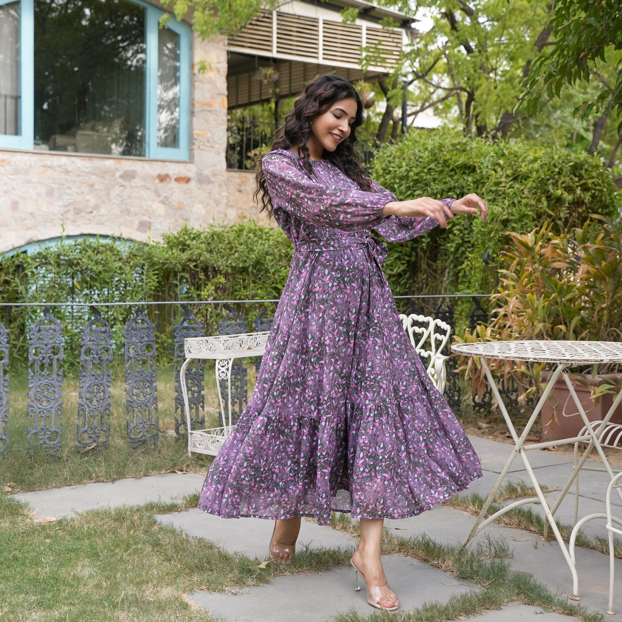 Perez Multicolor Leafy Maxi Dress