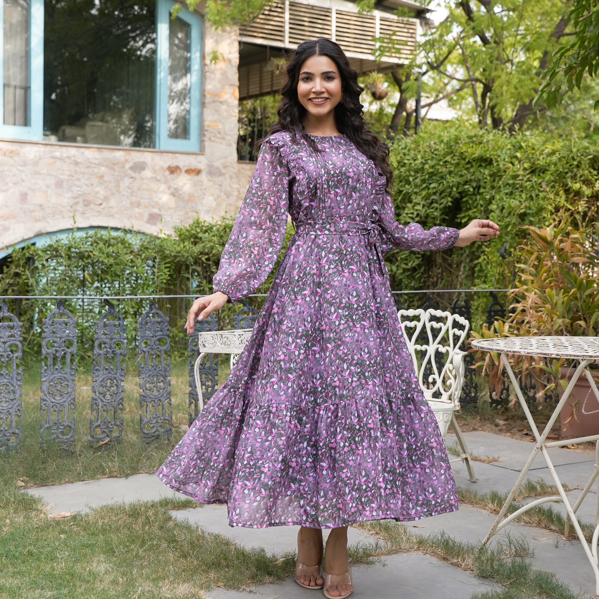 Perez Multicolor Leafy Maxi Dress