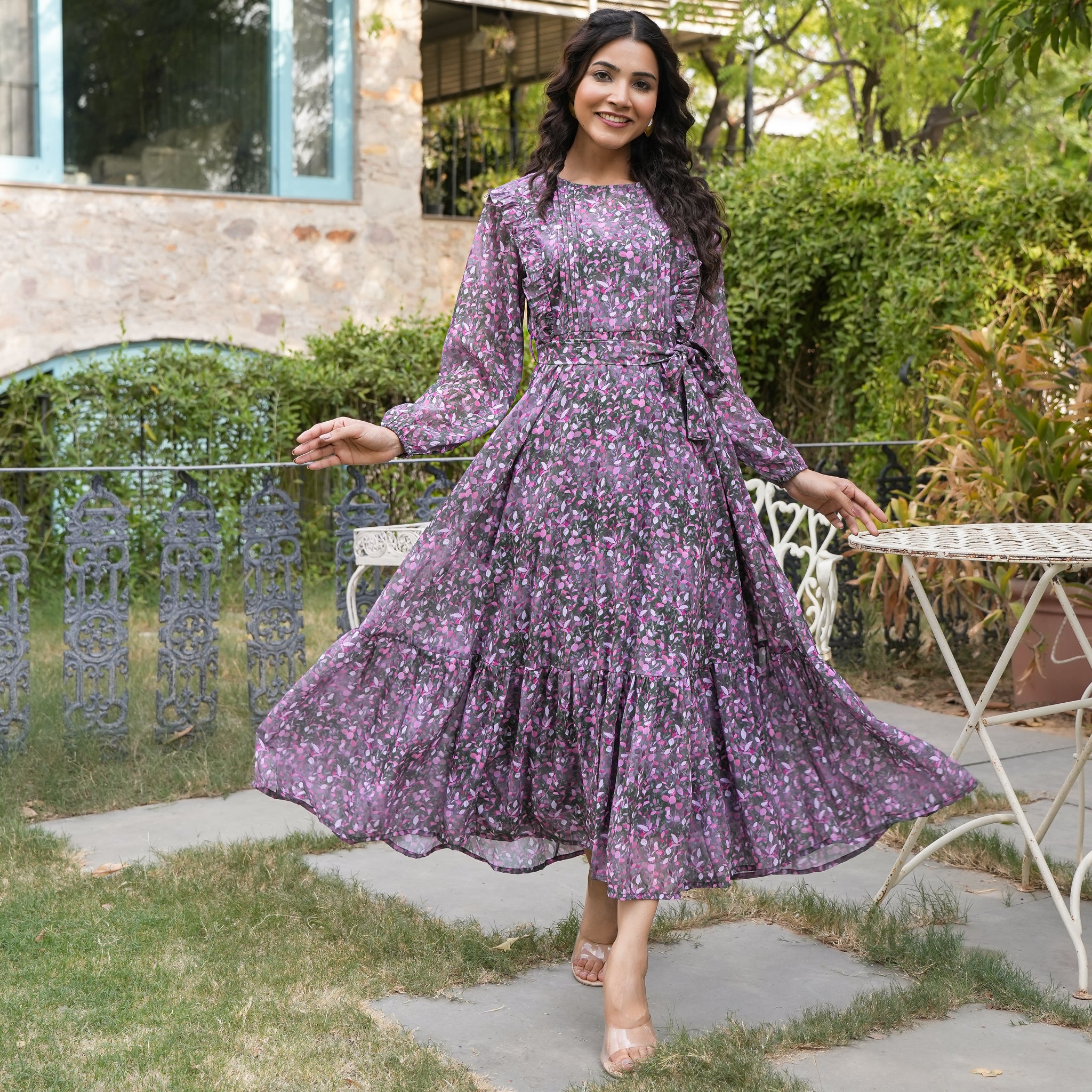 Perez Multicolor Leafy Maxi Dress