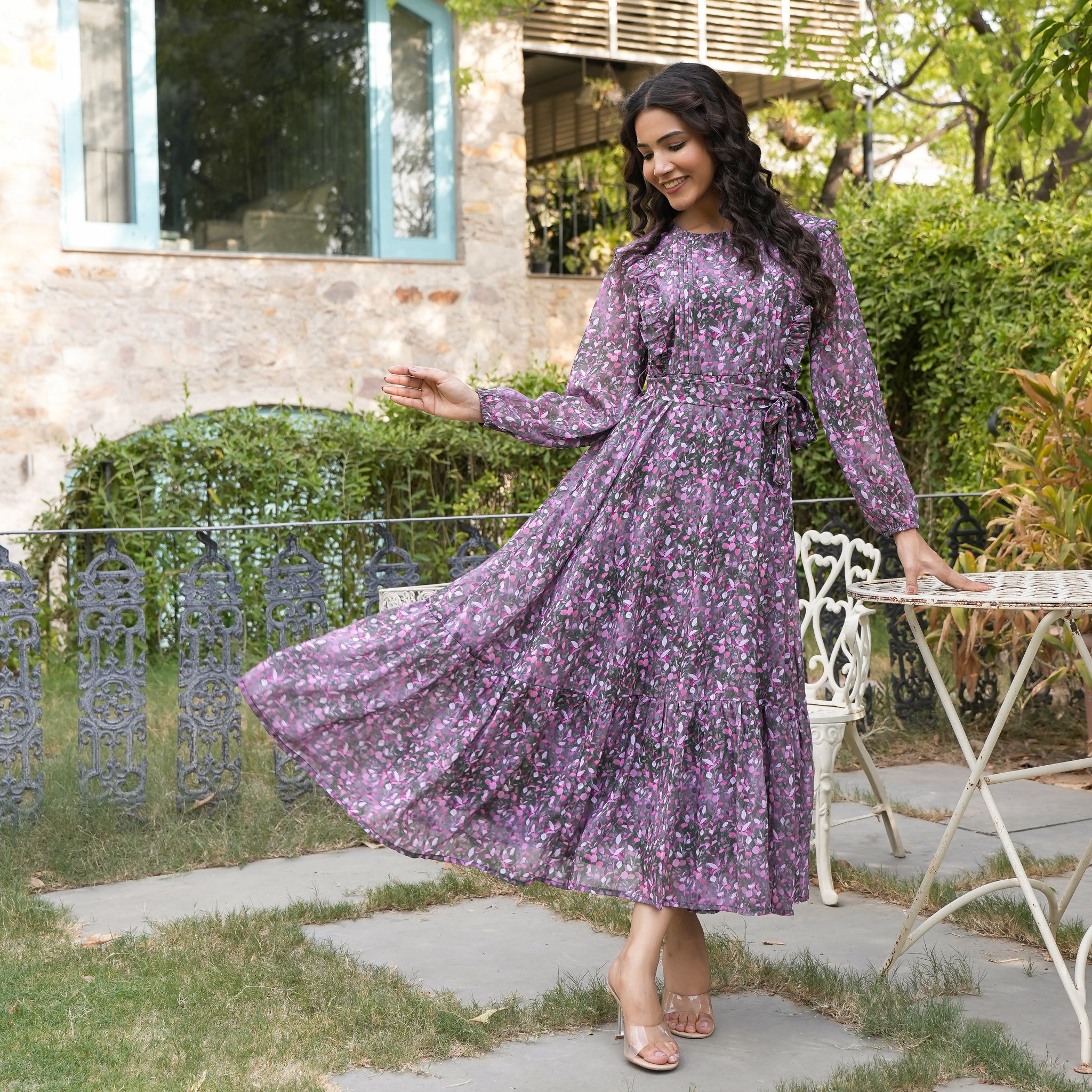 Perez Multicolor Leafy Maxi Dress