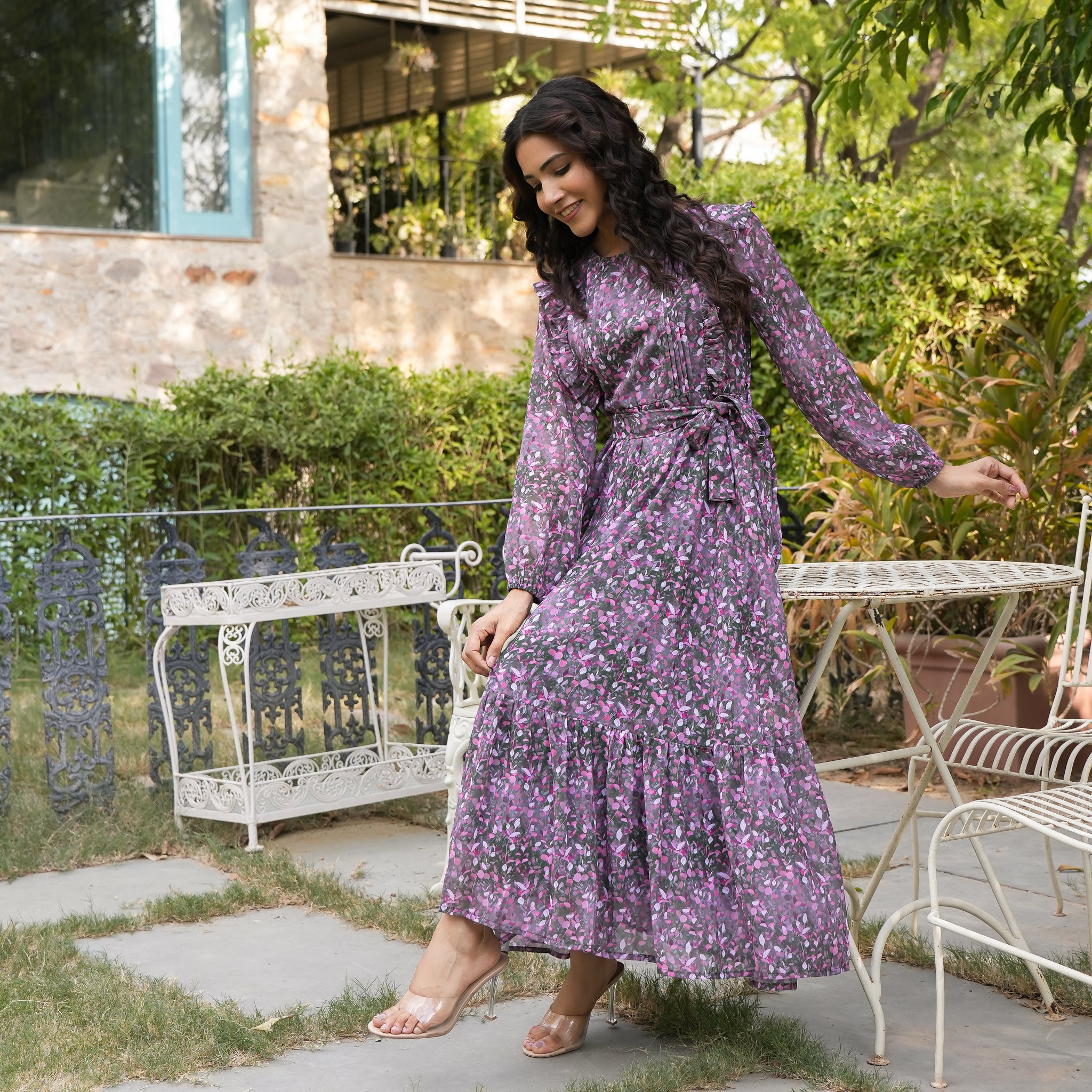 Perez Multicolor Leafy Maxi Dress