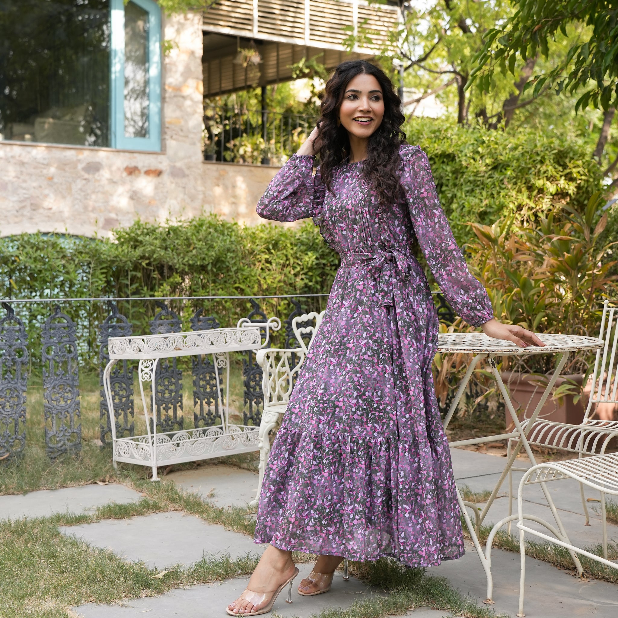 Perez Multicolor Leafy Maxi Dress