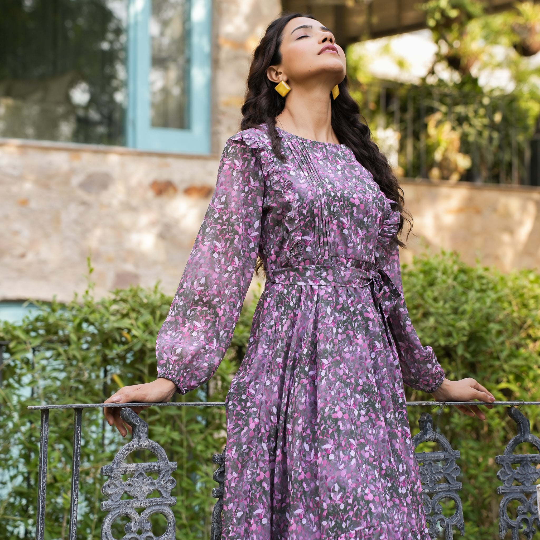 Perez Multicolor Leafy Maxi Dress