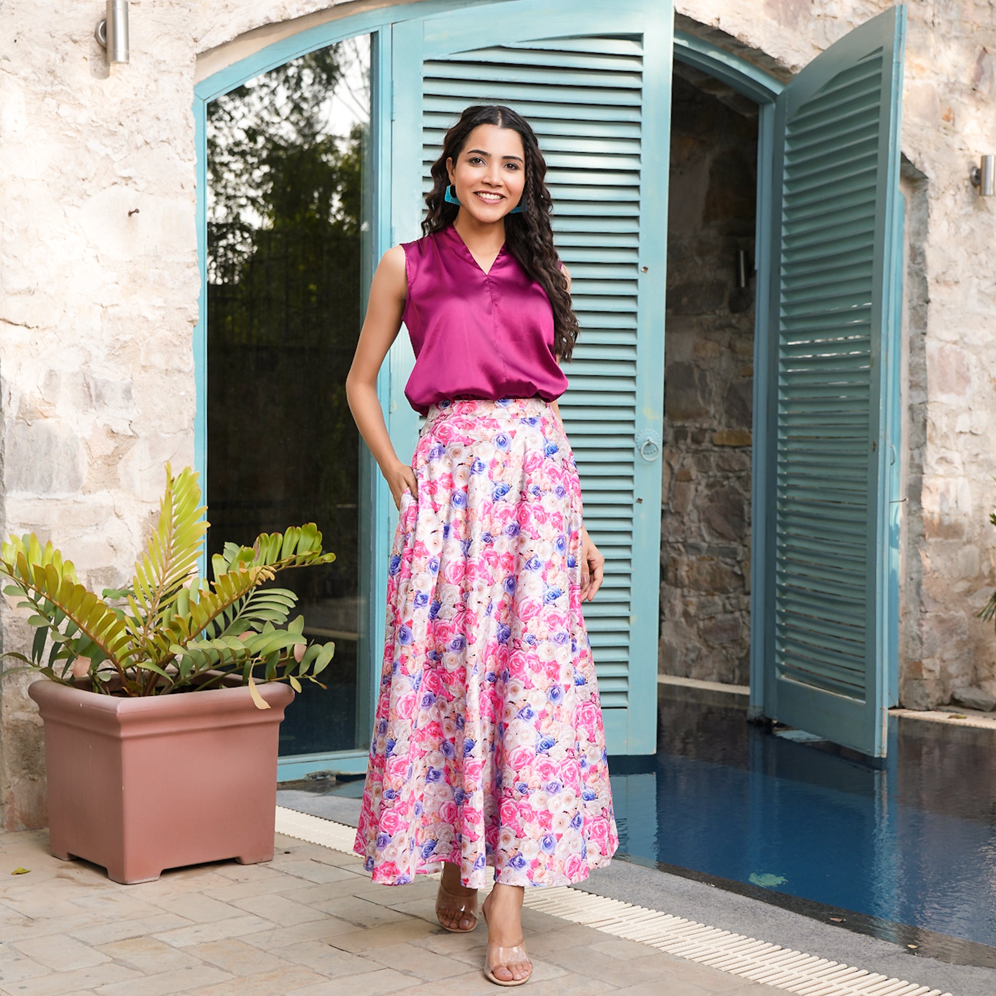 Irene Satin Multicolor Co-Ord Set