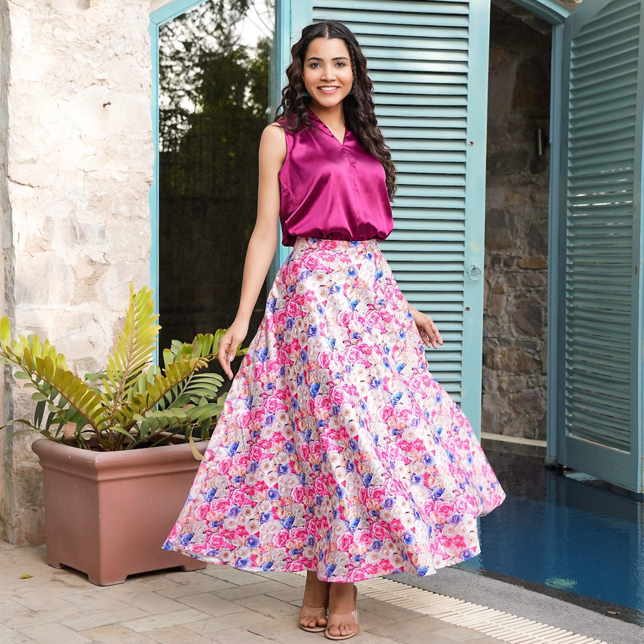 Irene Satin Multicolor Co-Ord Set