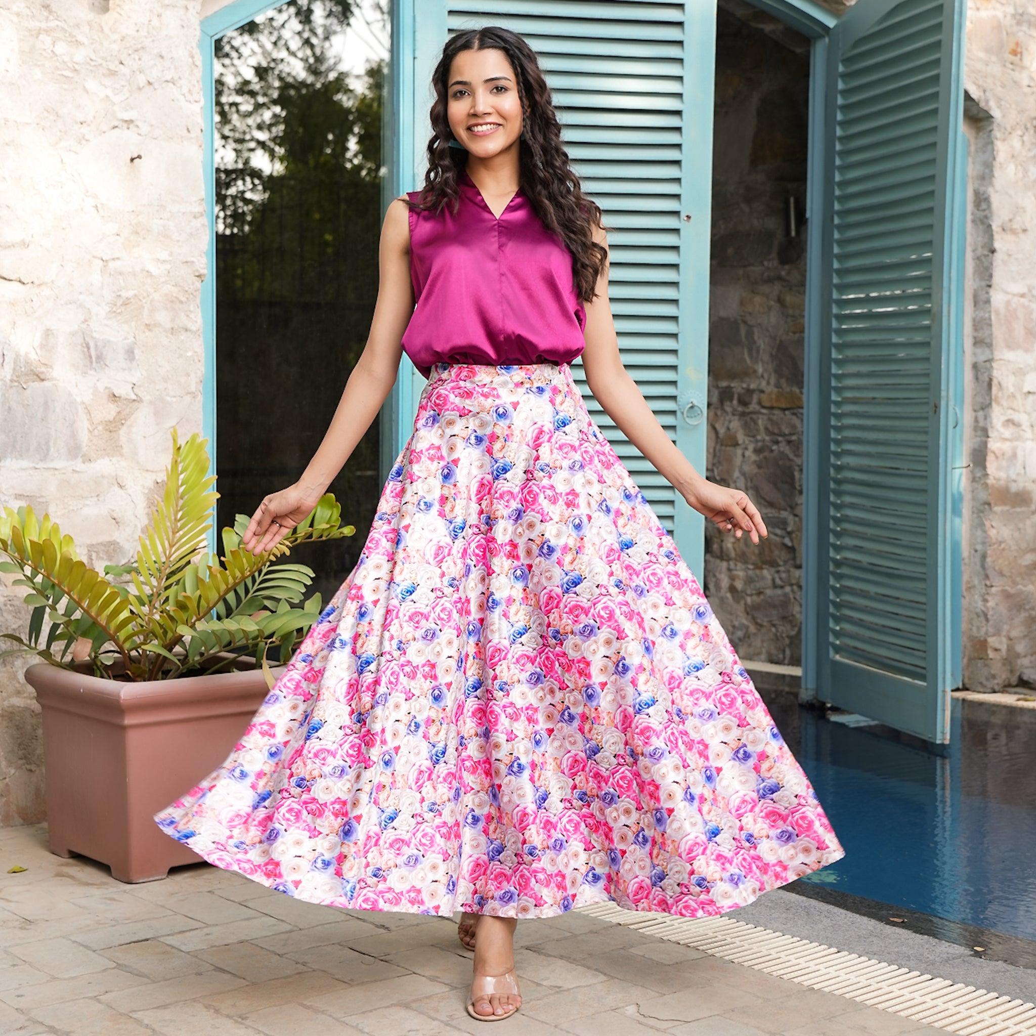 Irene Satin Multicolor Co-Ord Set