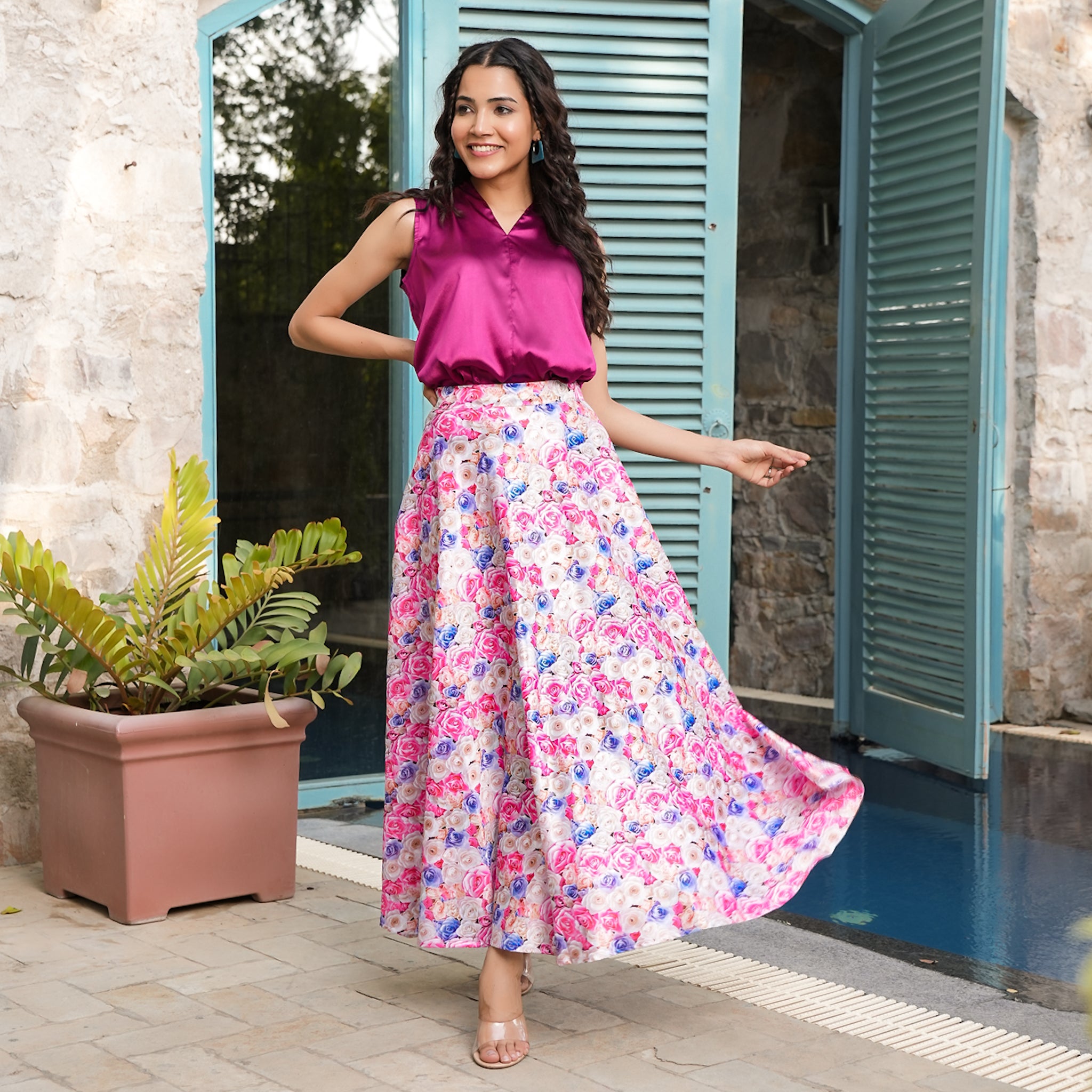 Irene Satin Multicolor Co-Ord Set