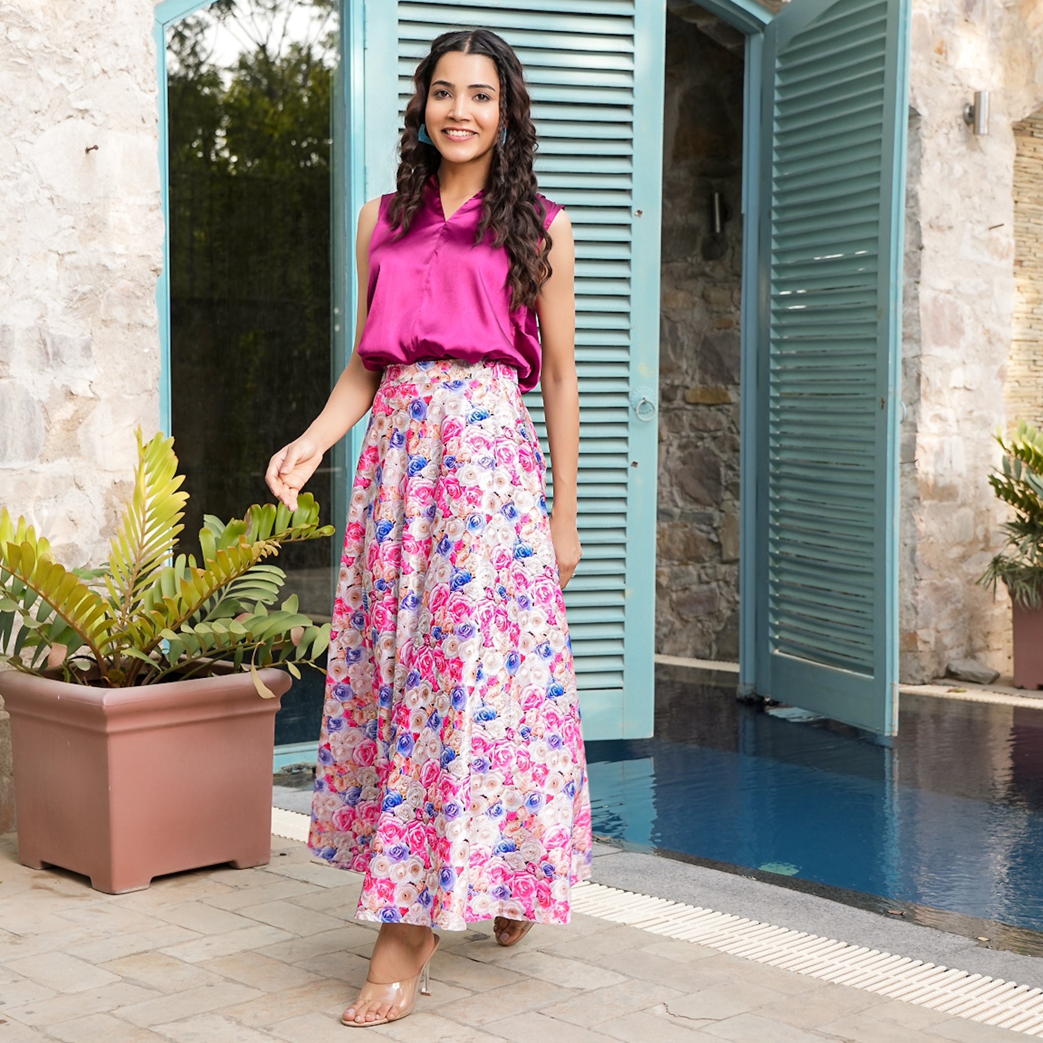 Irene Satin Multicolor Co-Ord Set