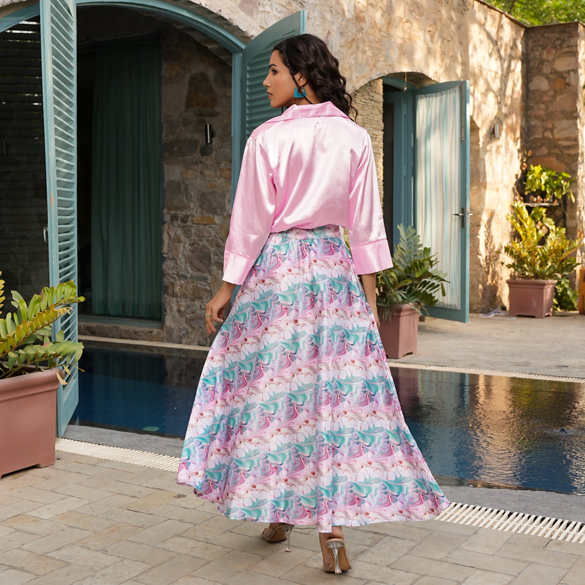 Alvina Satin Multicolor Co-Ord Set