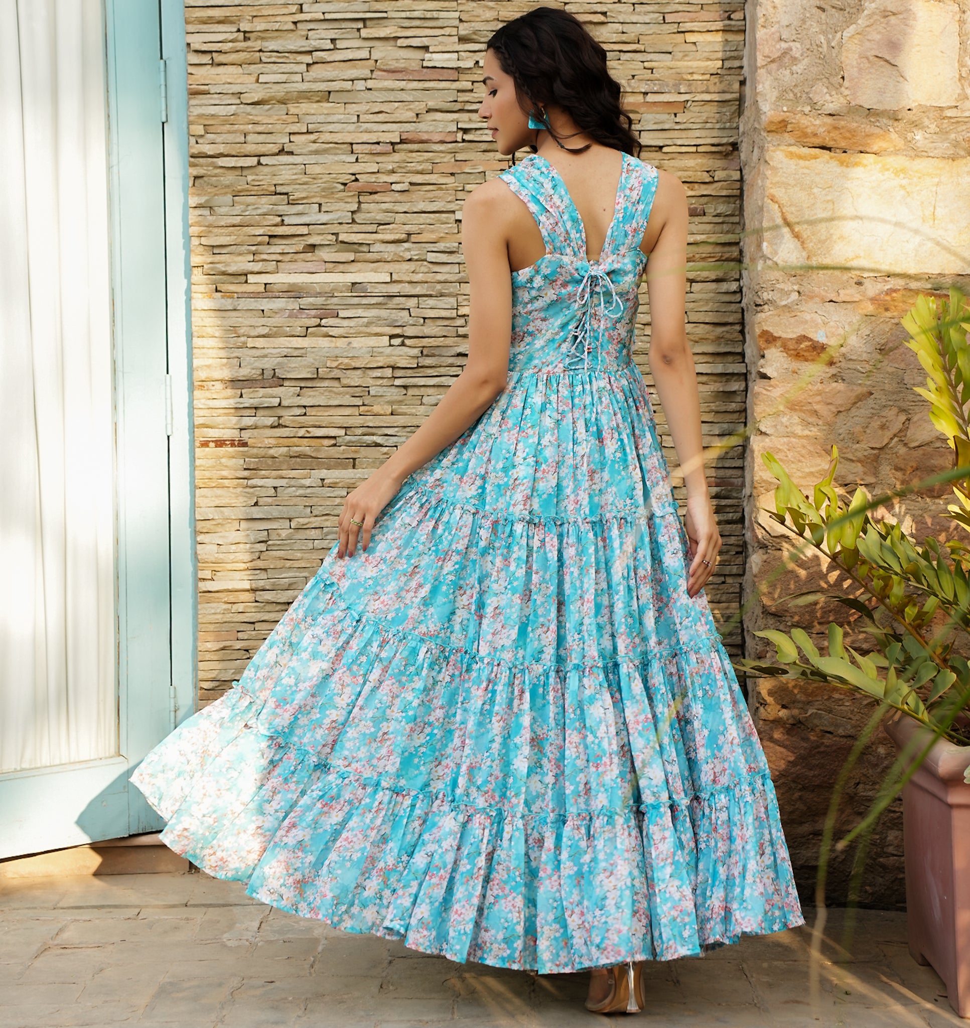 Samara Blue Floral Maxi Dress