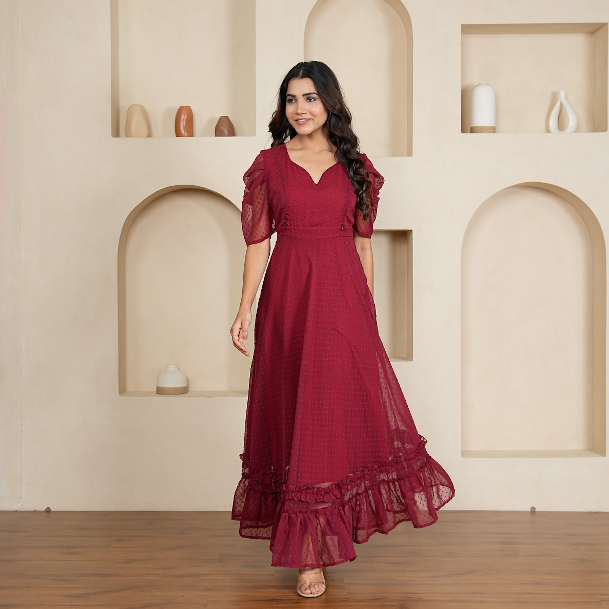 Laurence Maroon Nursing Maxi Dress