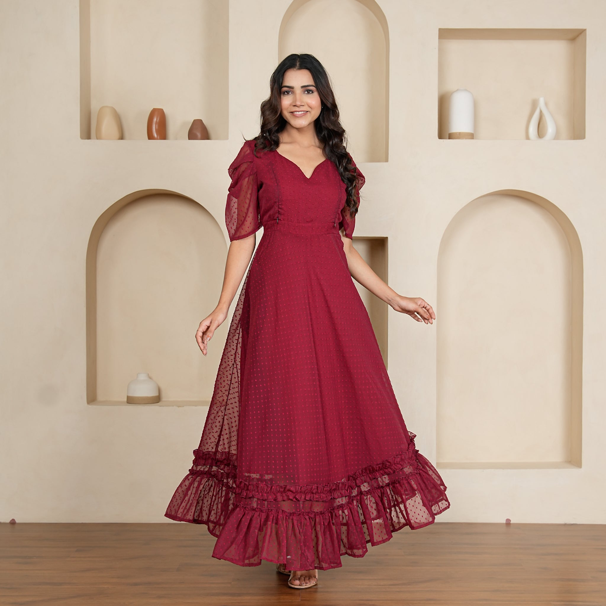 Laurence Maroon Nursing Maxi Dress