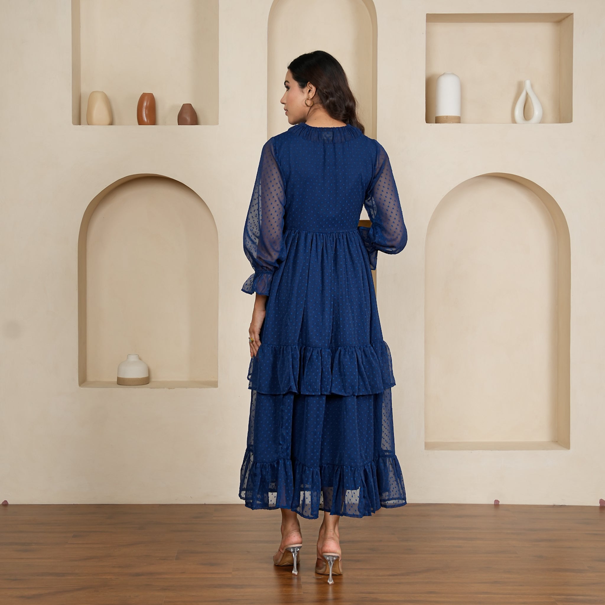 Adley Blue Nursing Maxi Dress