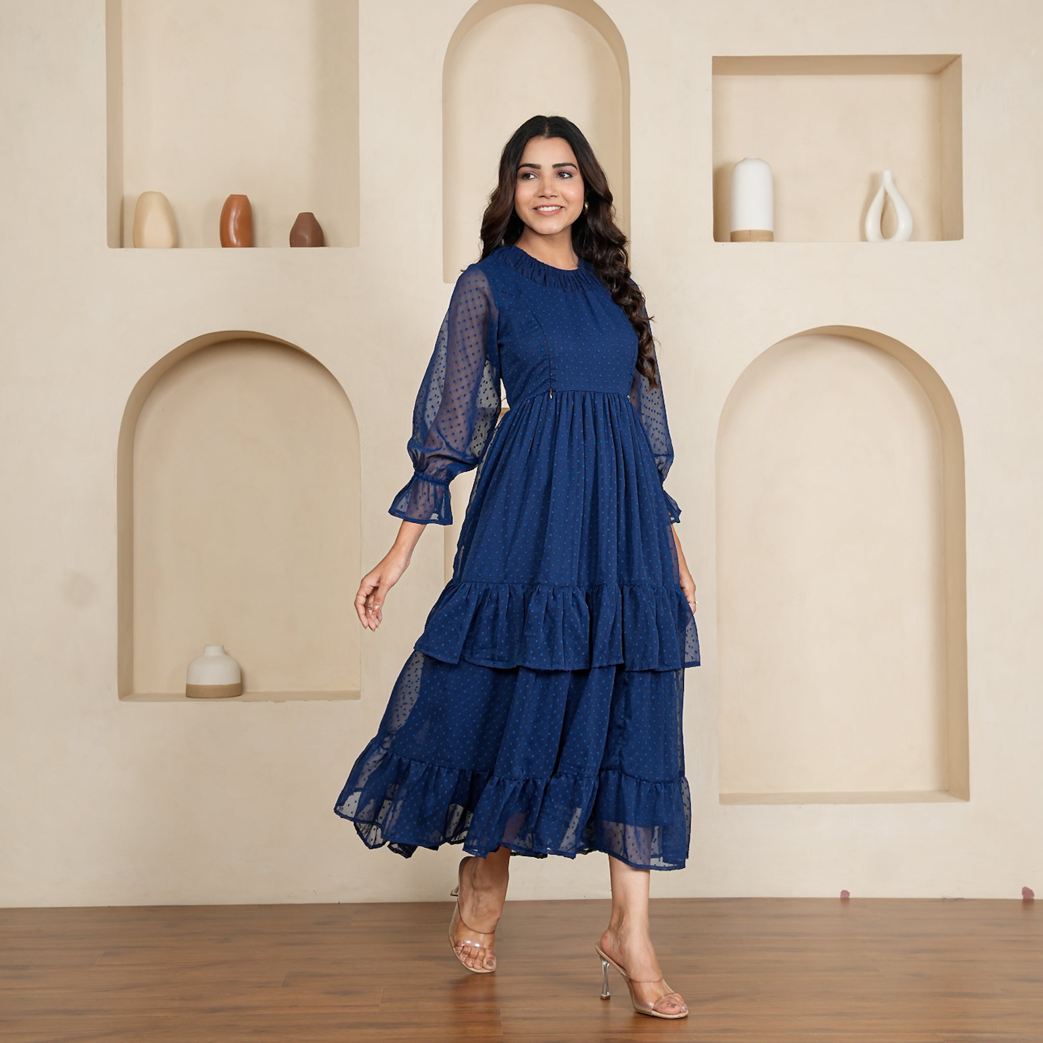 Adley Blue Nursing Maxi Dress