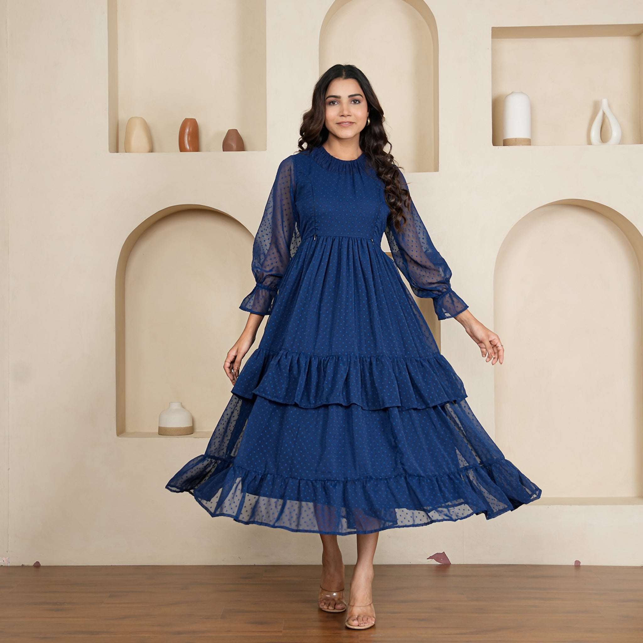 Adley Blue Nursing Maxi Dress