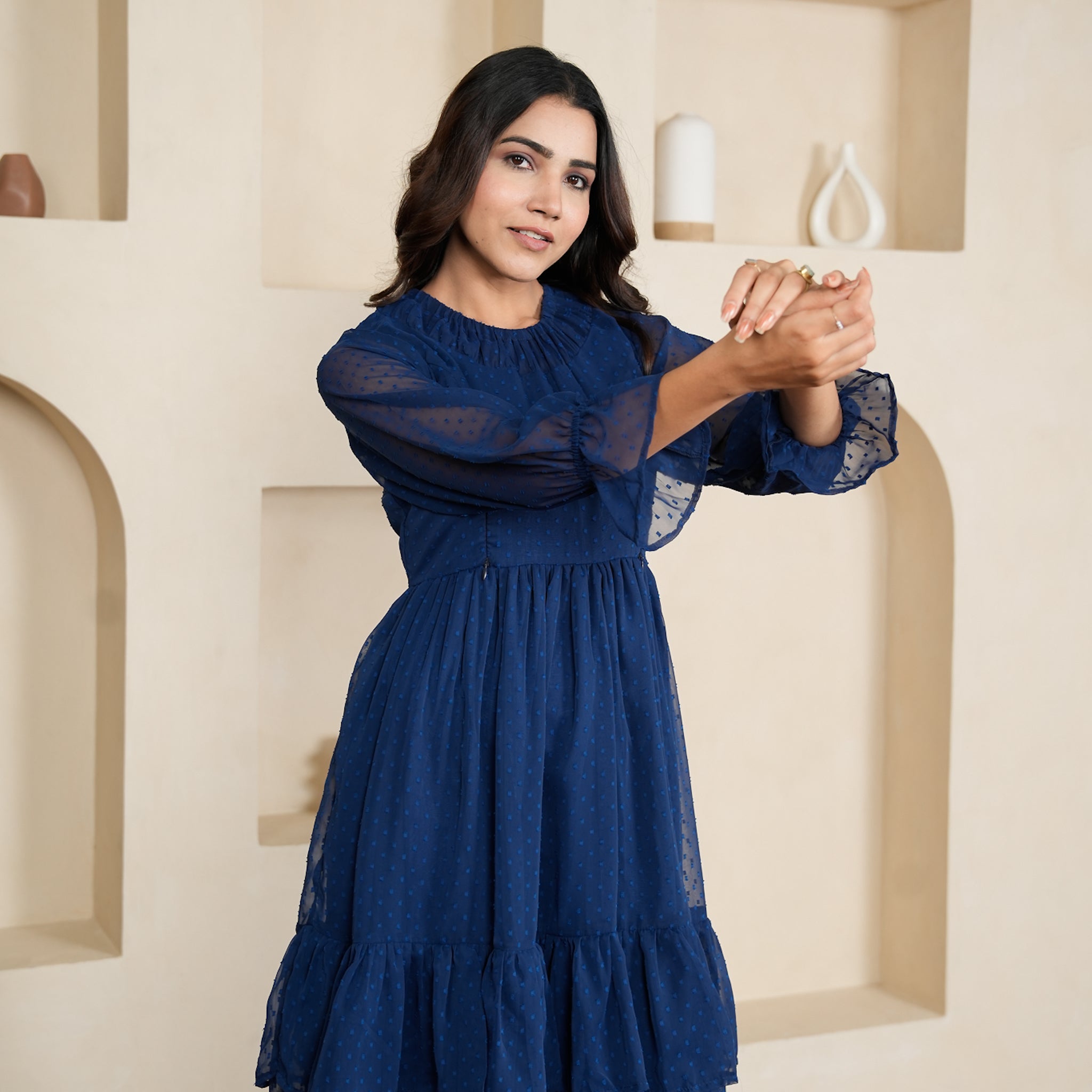 Adley Blue Nursing Maxi Dress