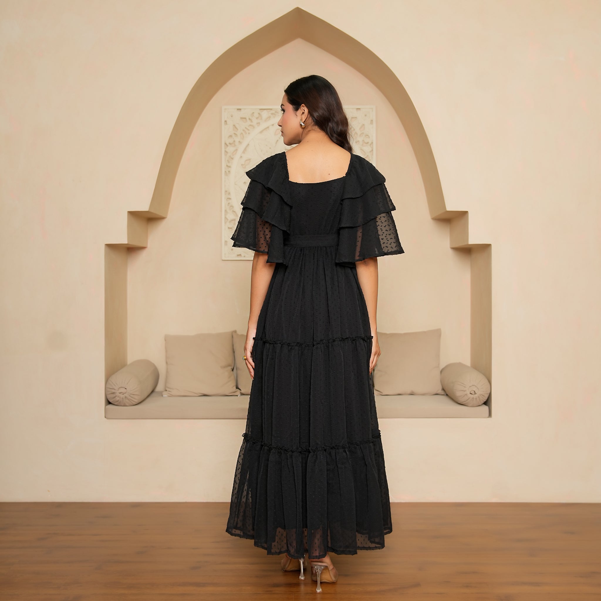 Moore Black Tiered Maxi Dress