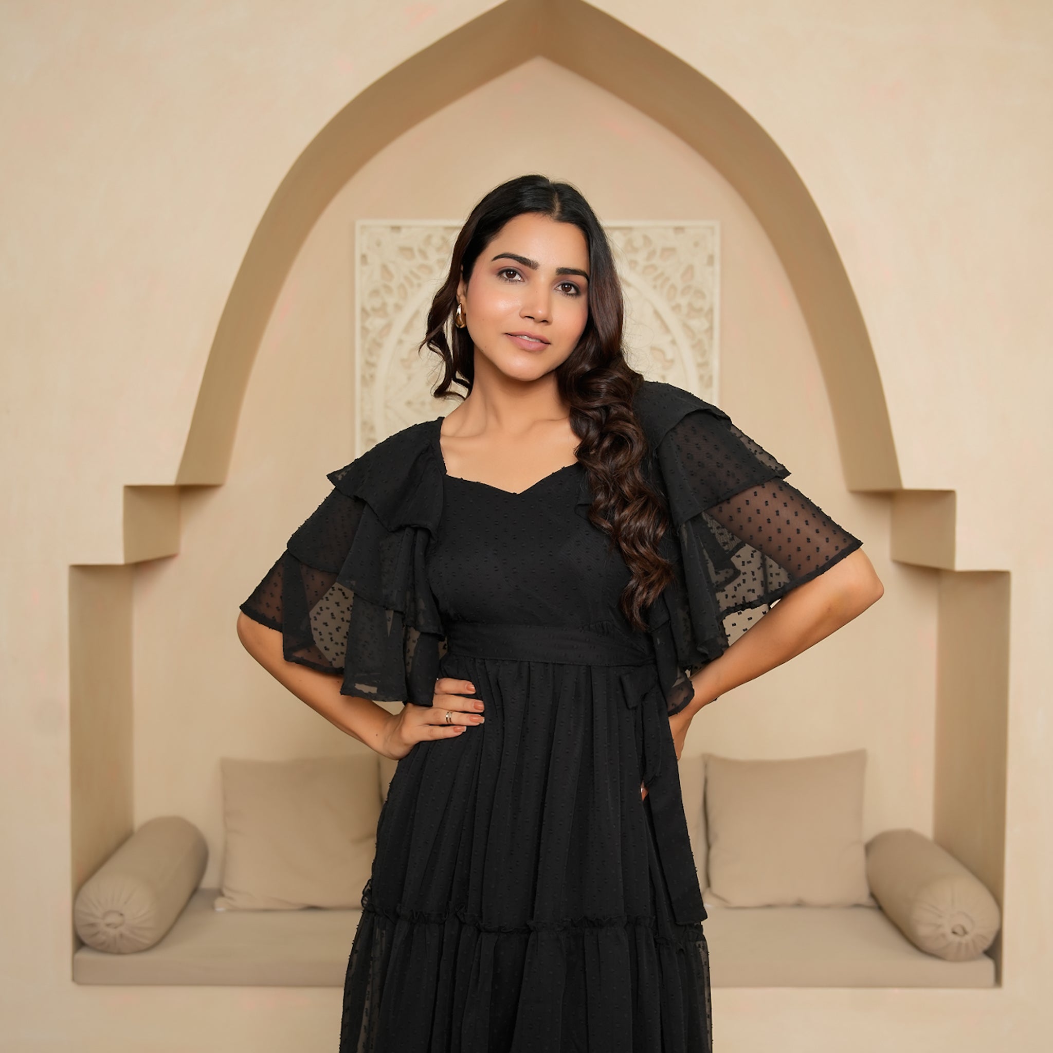 Moore Black Tiered Maxi Dress