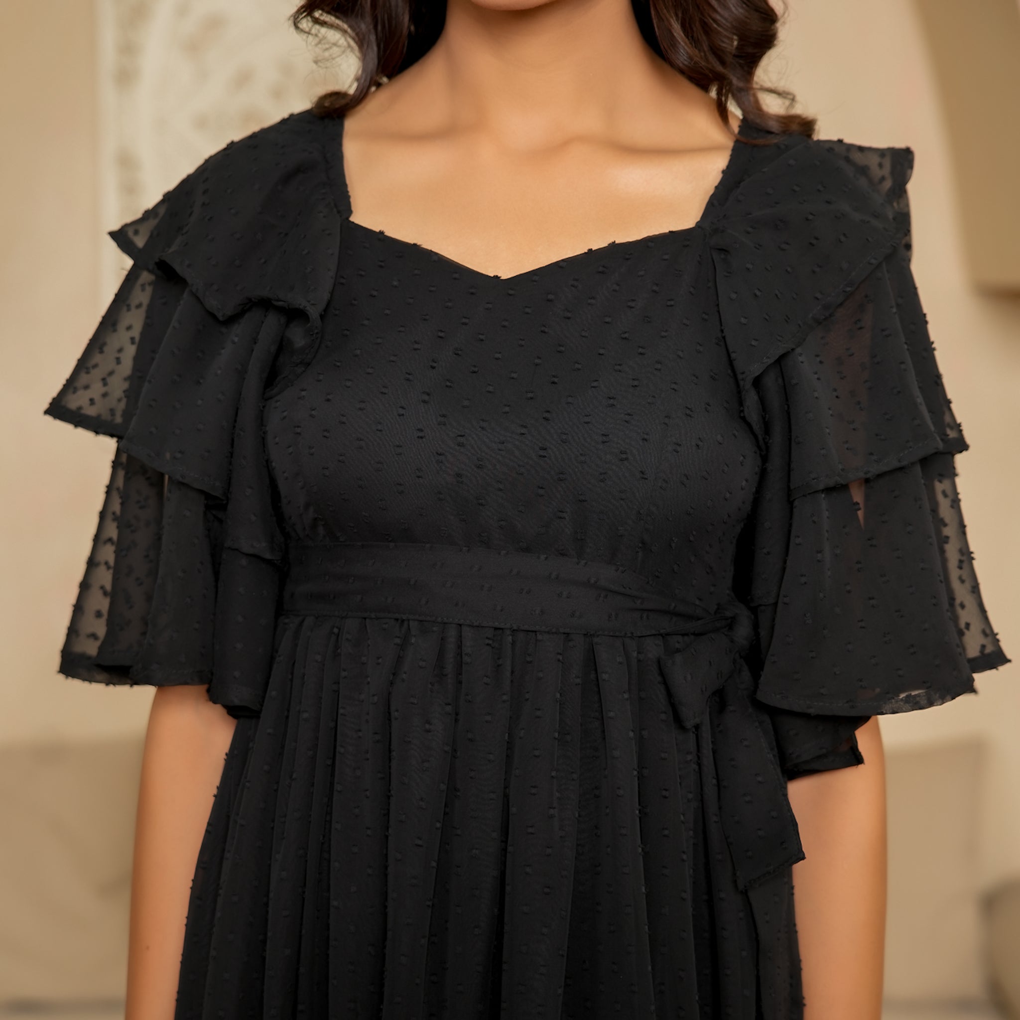 Moore Black Tiered Maxi Dress