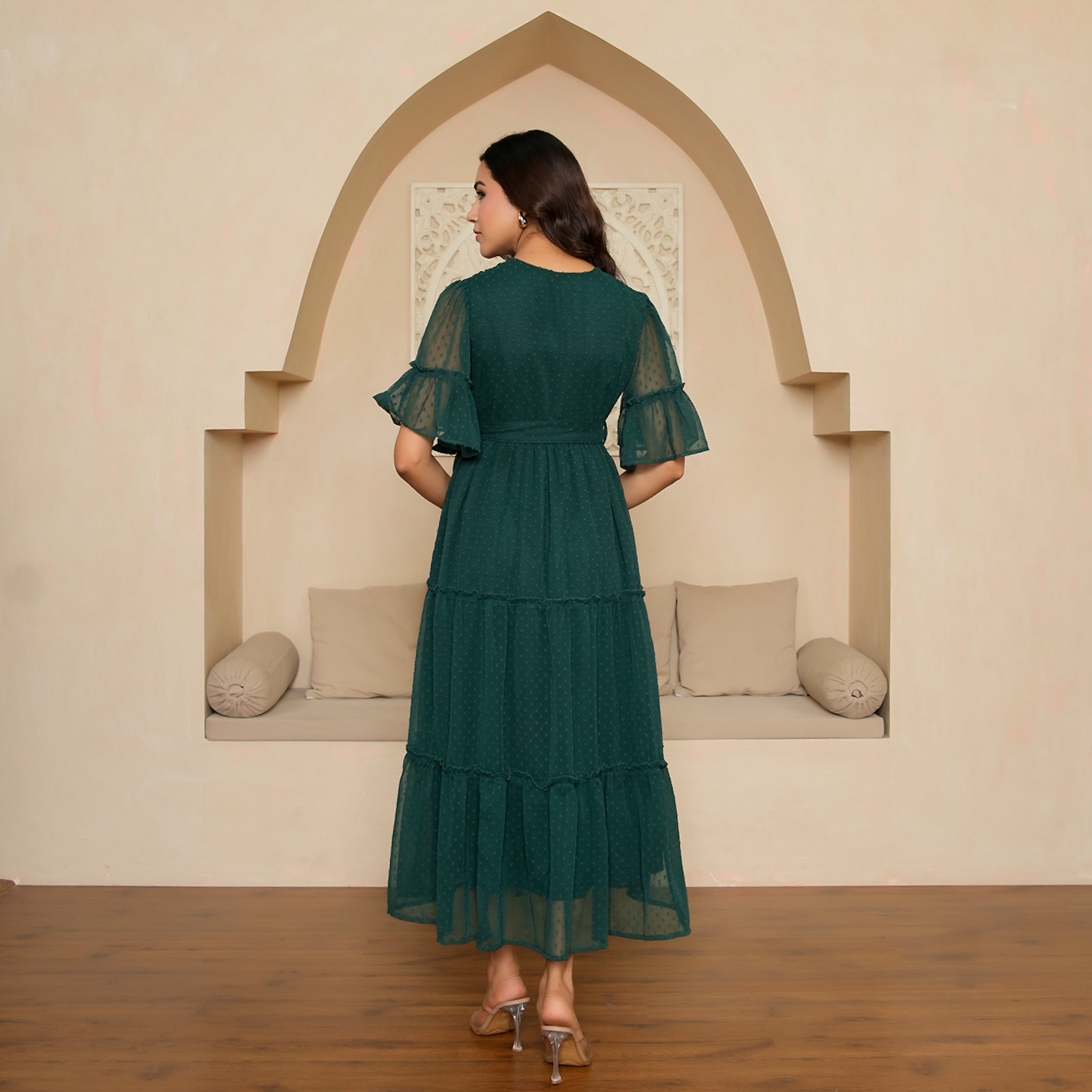 Bennet Green Flared Maxi Dress