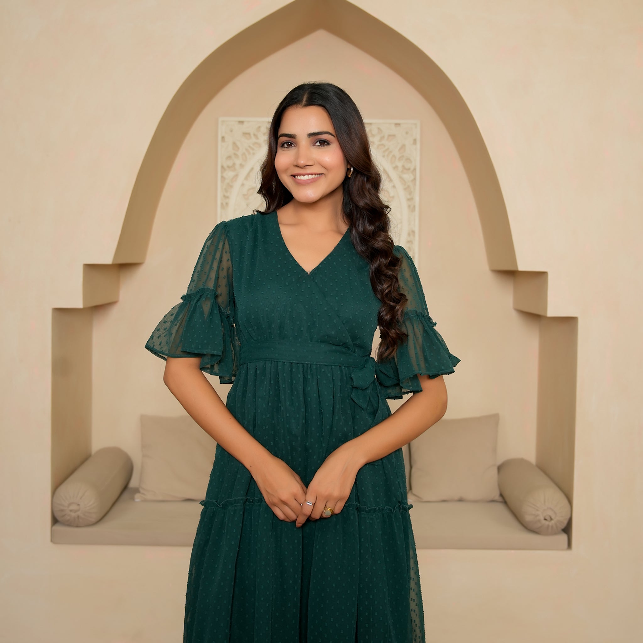 Bennet Green Flared Maxi Dress