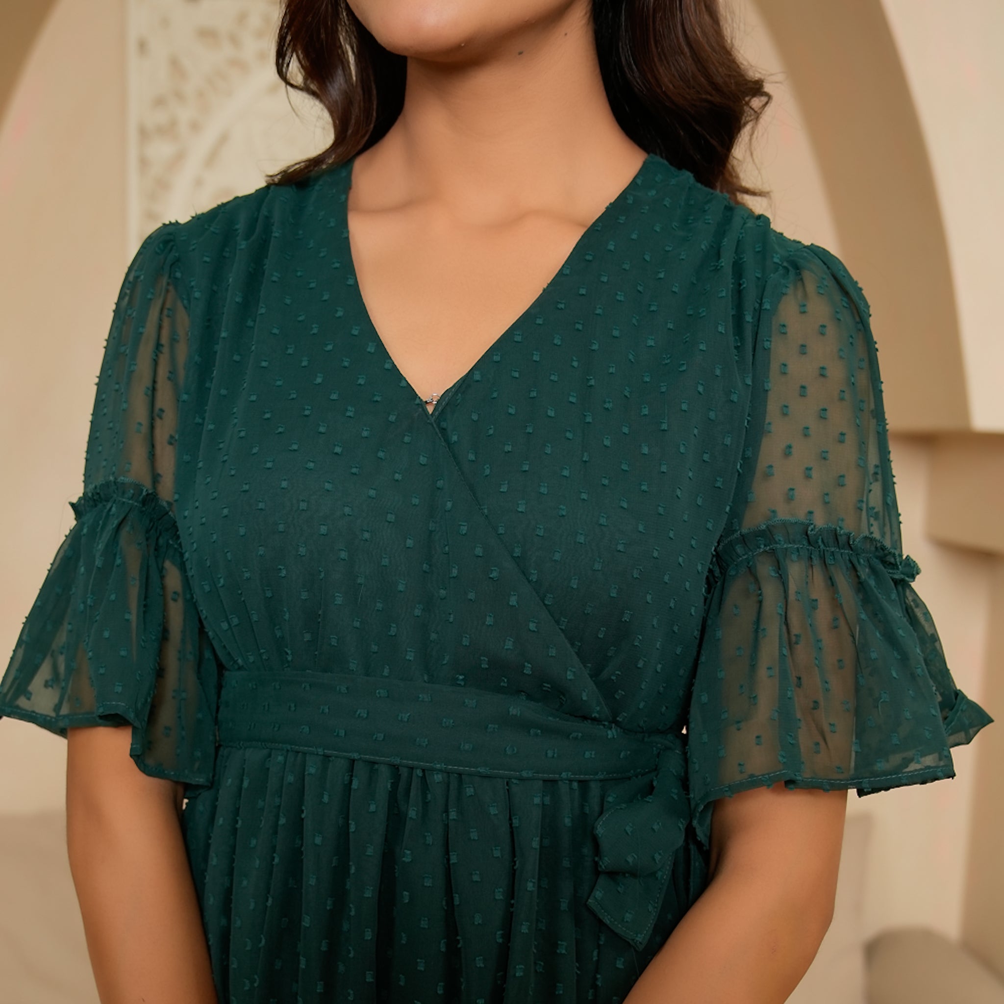 Bennet Green Flared Maxi Dress