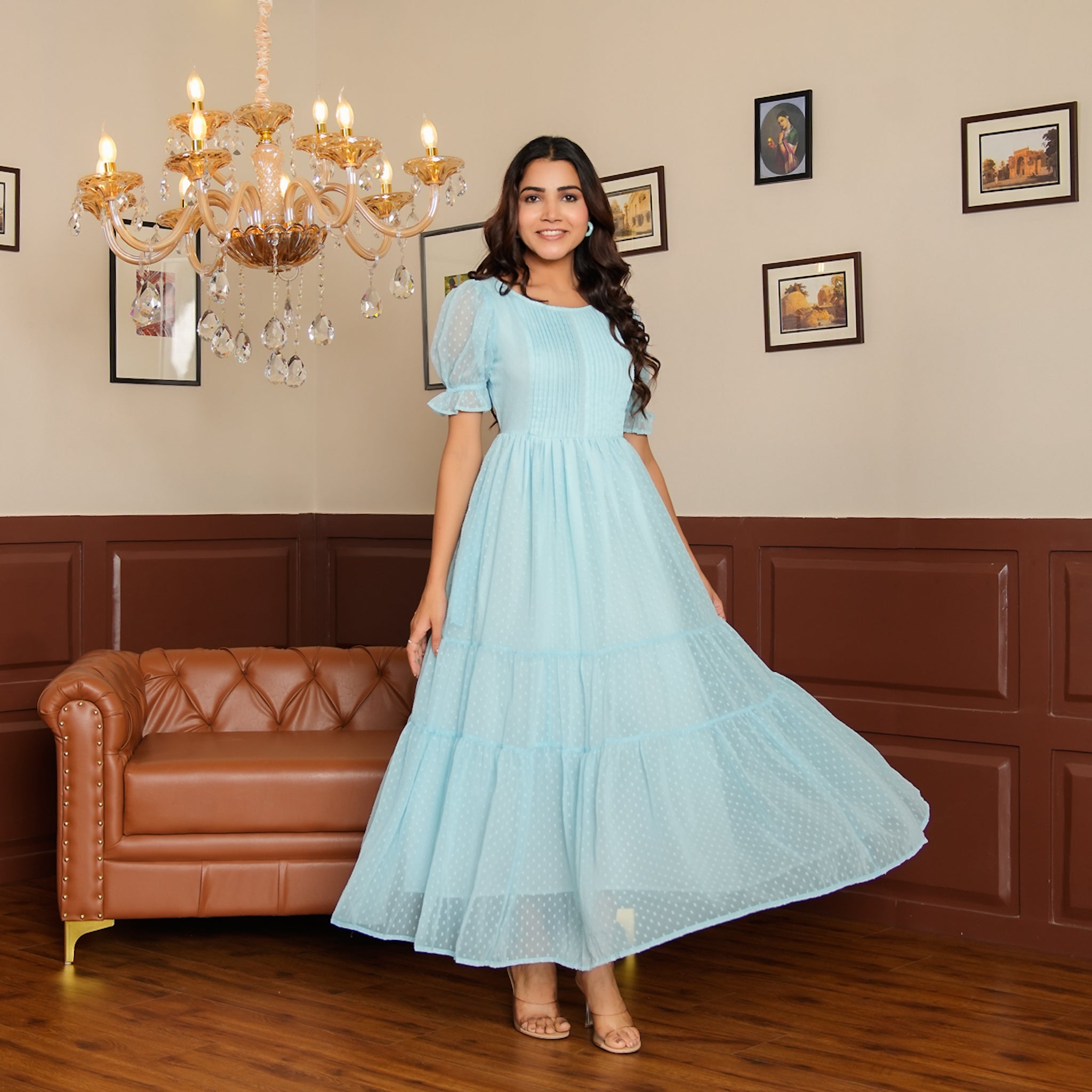 Riley Sky Blue Nursing Maxi Dress