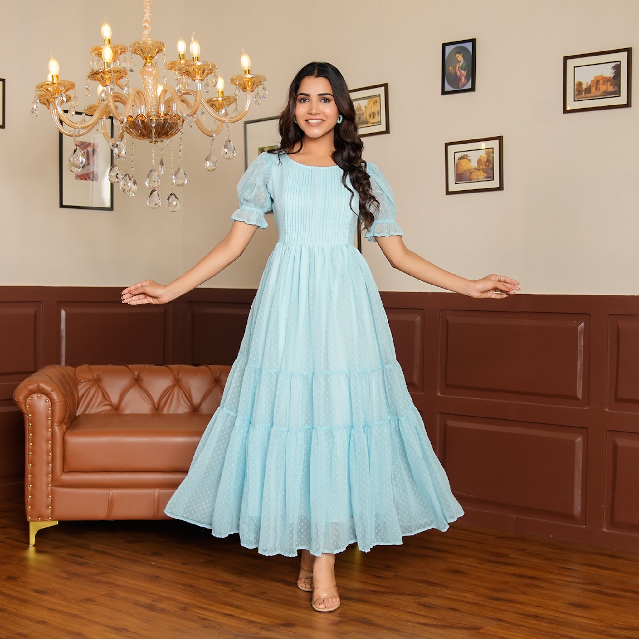 Riley Sky Blue Nursing Maxi Dress