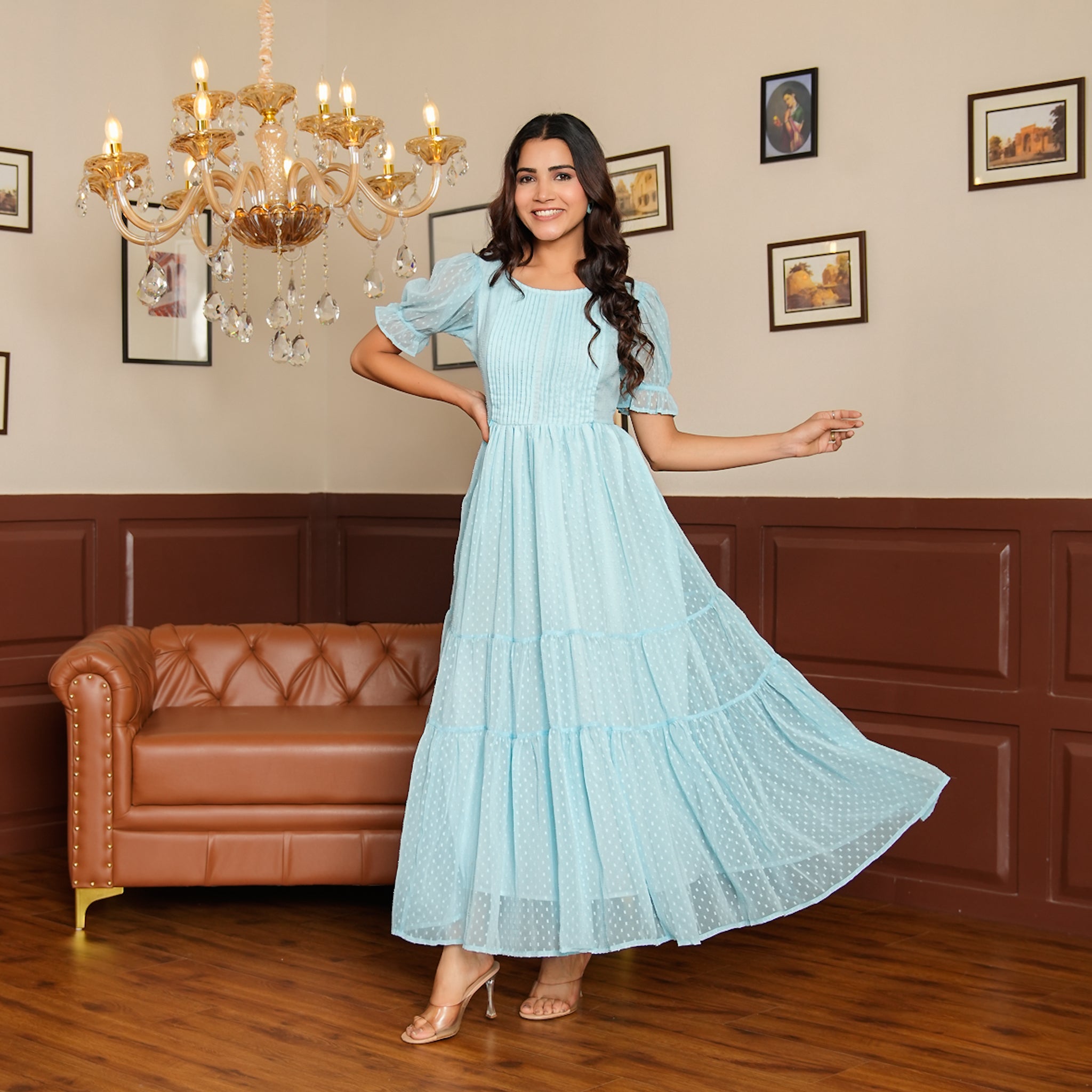 Riley Sky Blue Nursing Maxi Dress