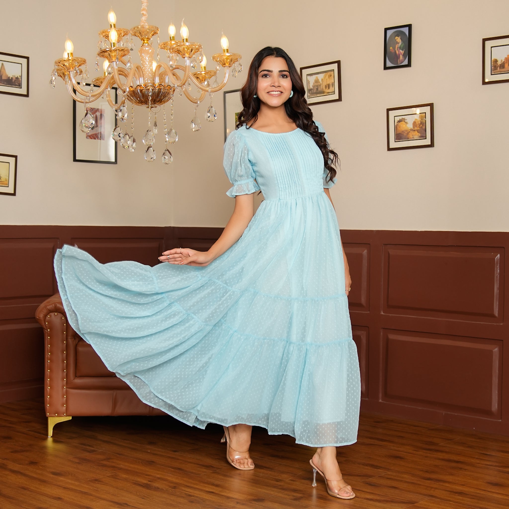 Riley Sky Blue Nursing Maxi Dress