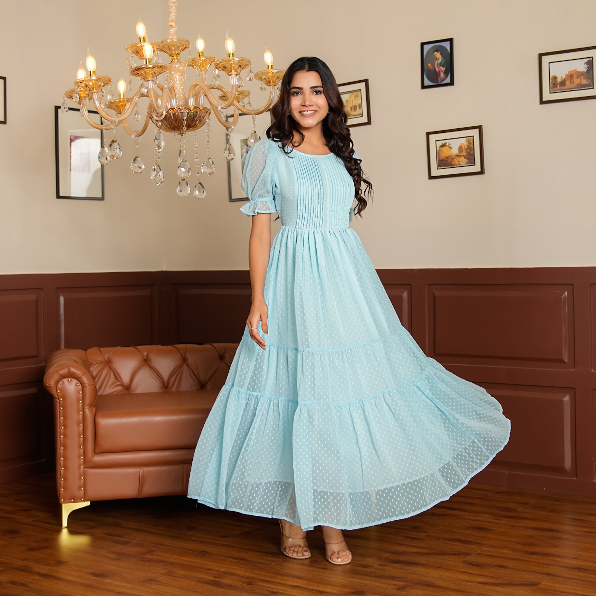 Riley Sky Blue Nursing Maxi Dress