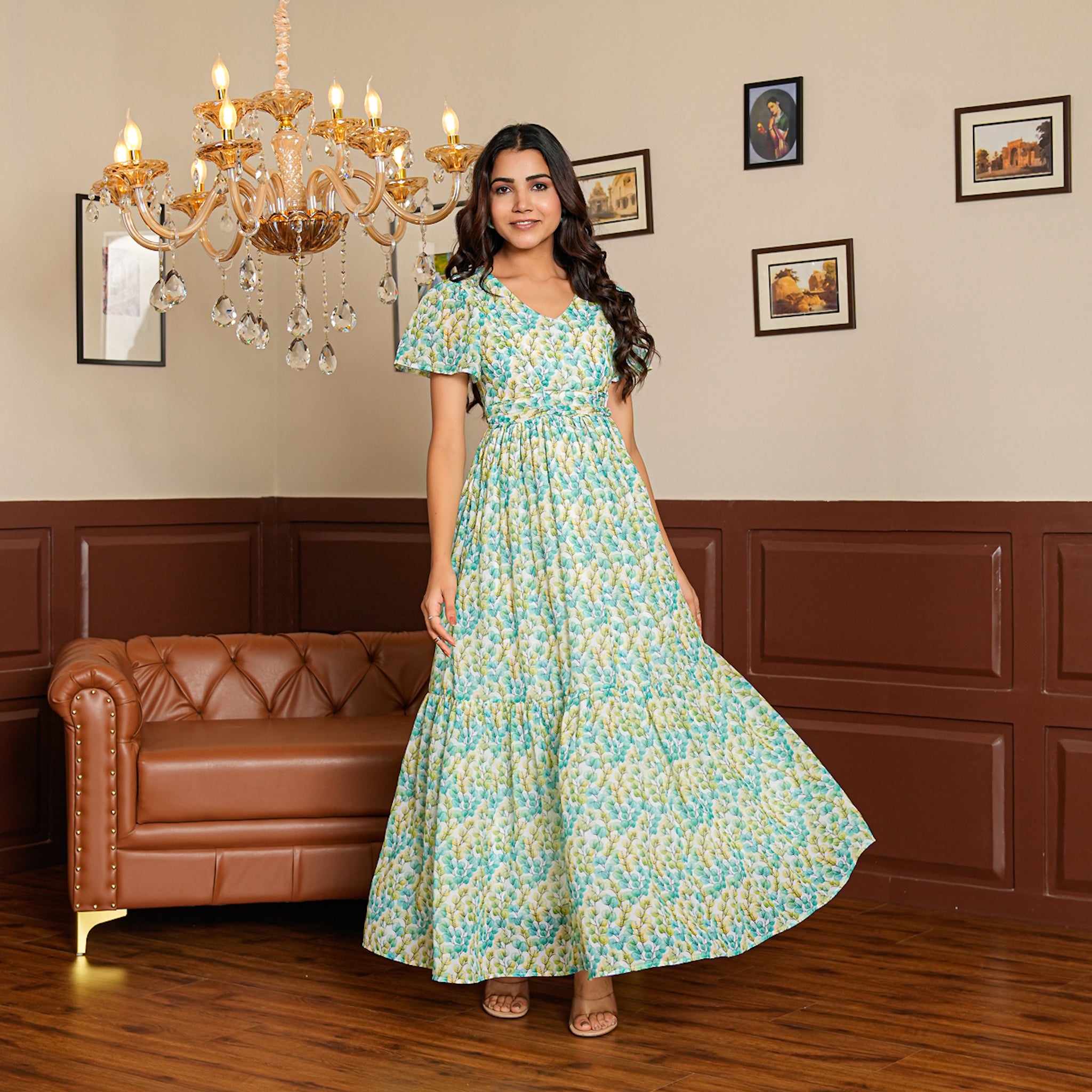 Ashley Leafy Nursing Maxi Dress