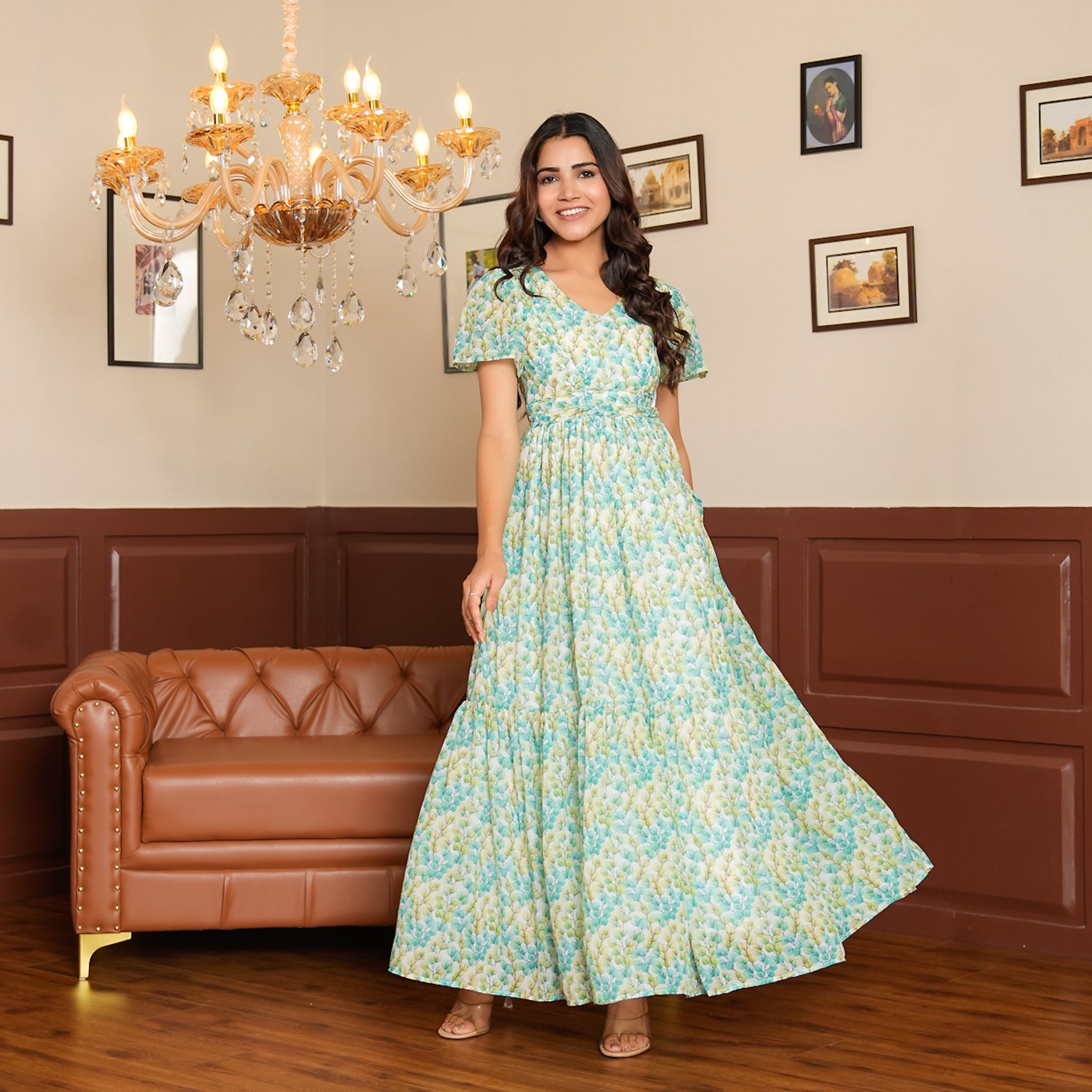 Ashley Leafy Nursing Maxi Dress