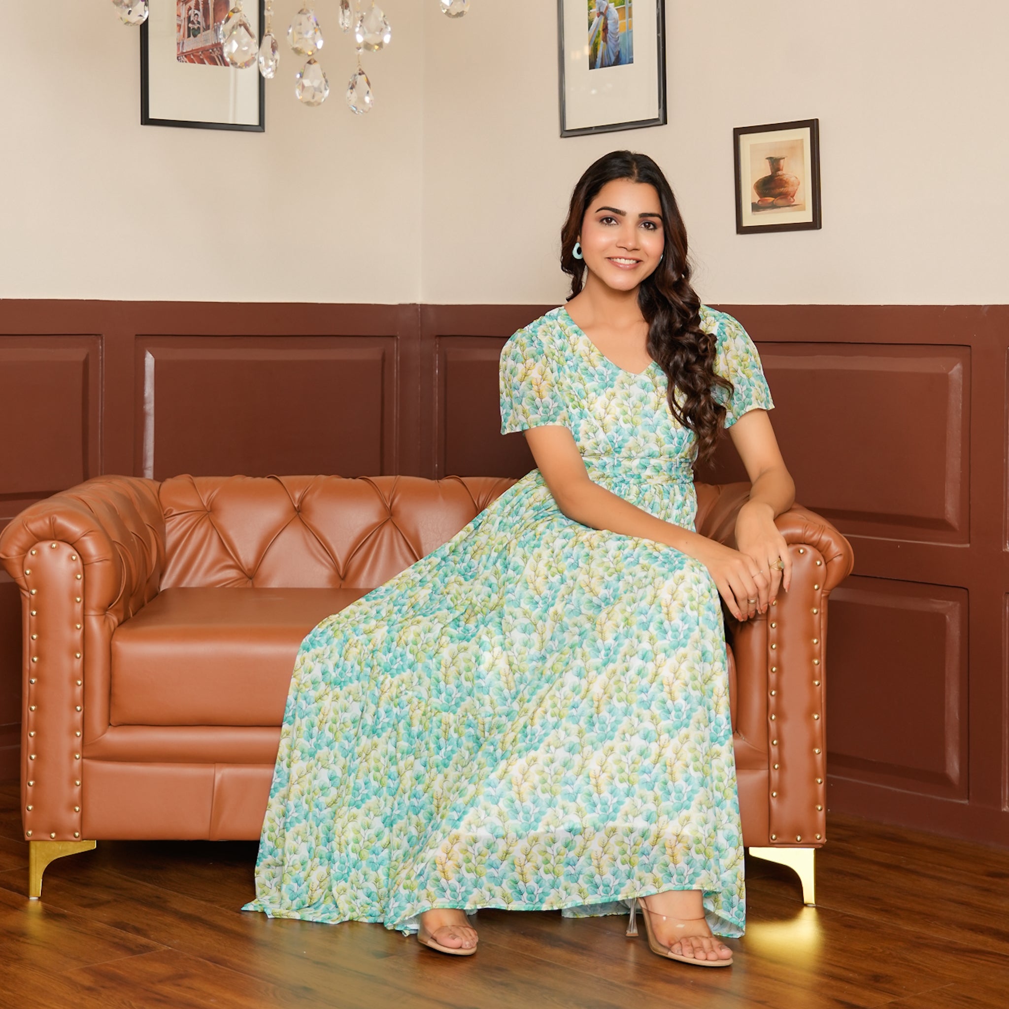 Ashley Leafy Nursing Maxi Dress