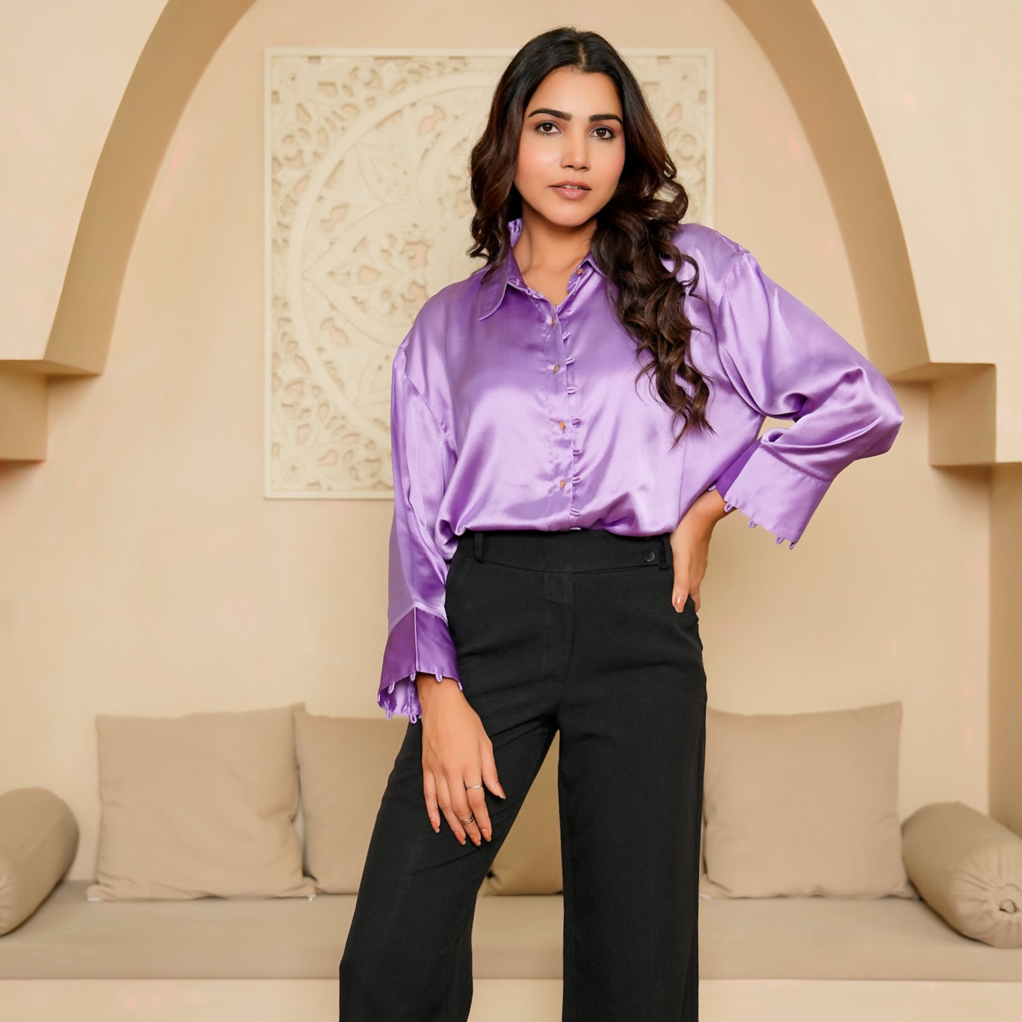 Margarita Lavender Satin Shirt