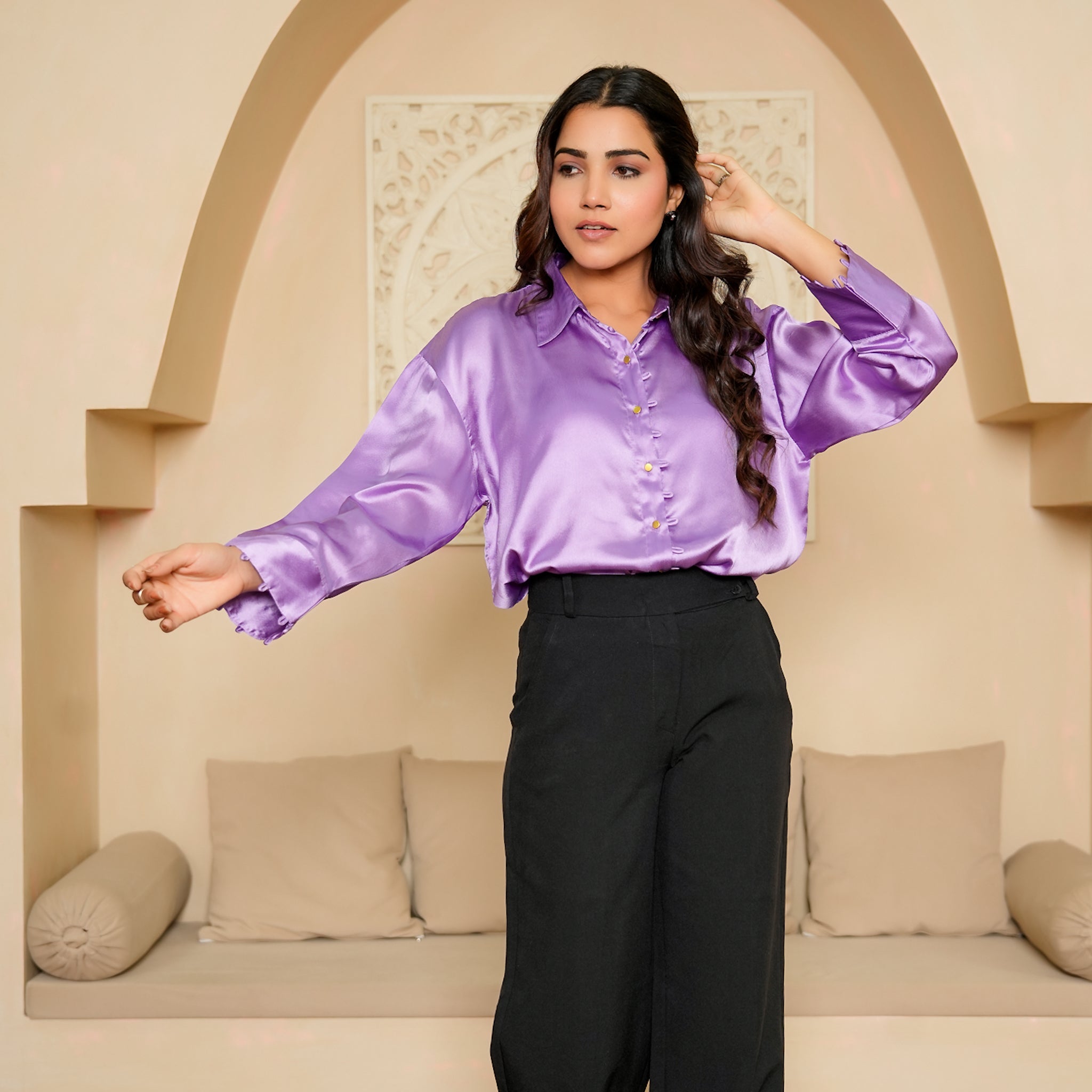 Margarita Lavender Satin Shirt