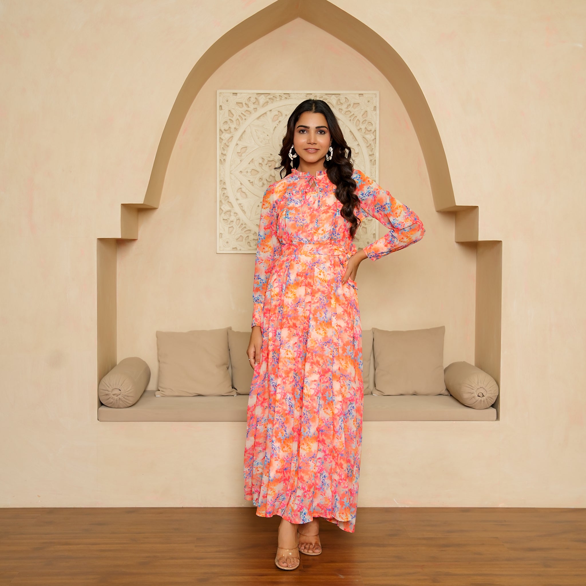 Fia Multicolor Nursing Maxi Dress