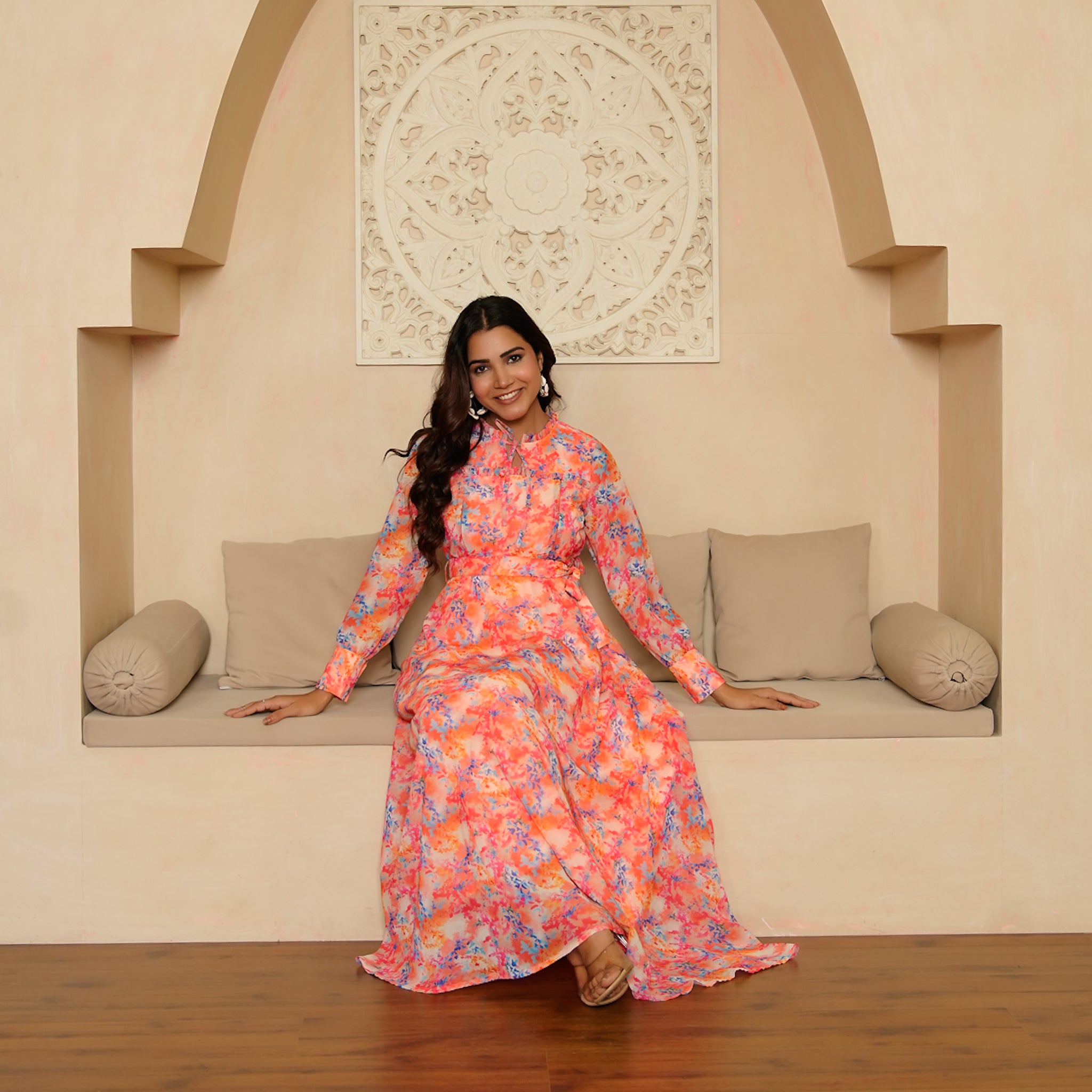 Fia Multicolor Nursing Maxi Dress