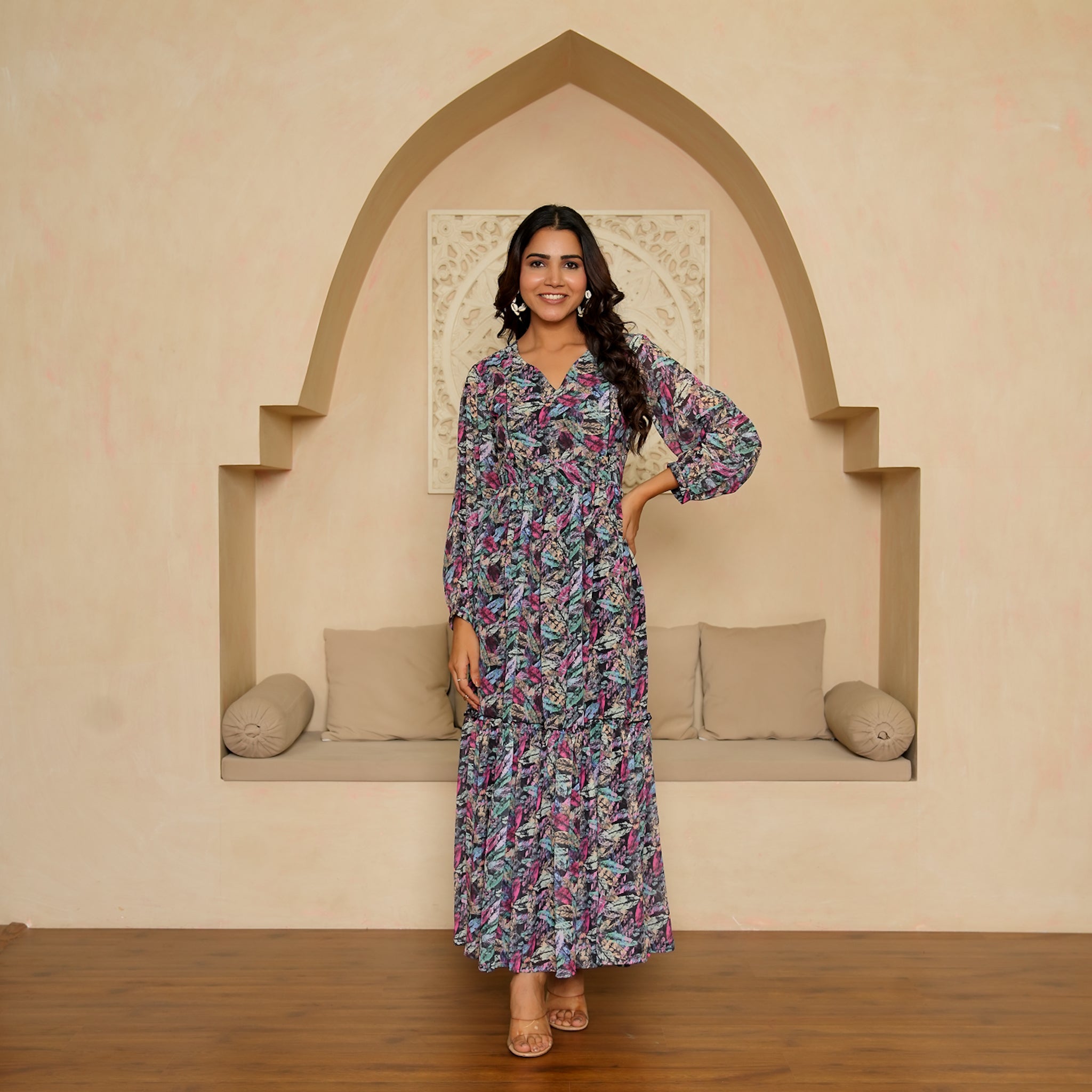 Martinez Leafy Nursing Maxi Dress