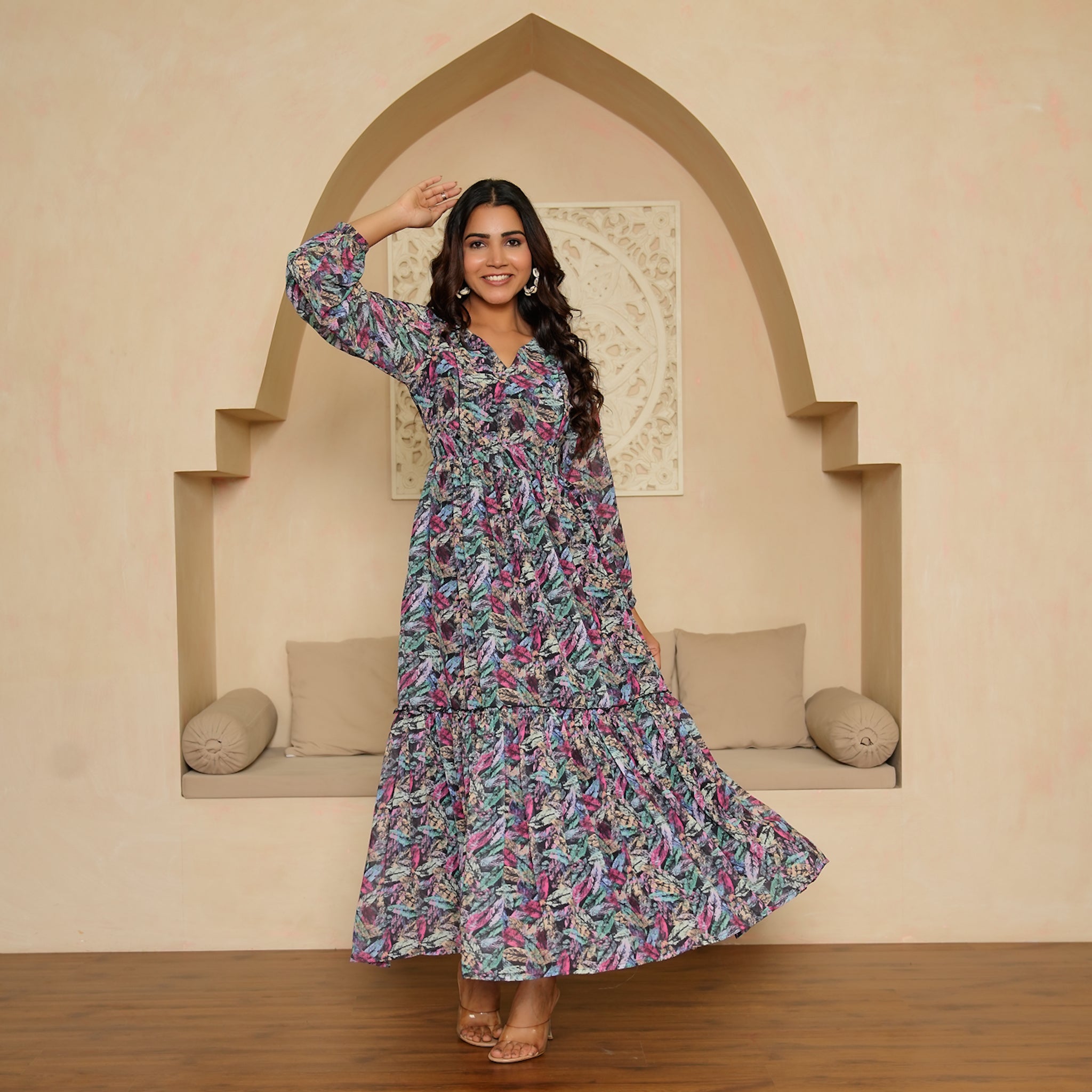 Martinez Leafy Nursing Maxi Dress