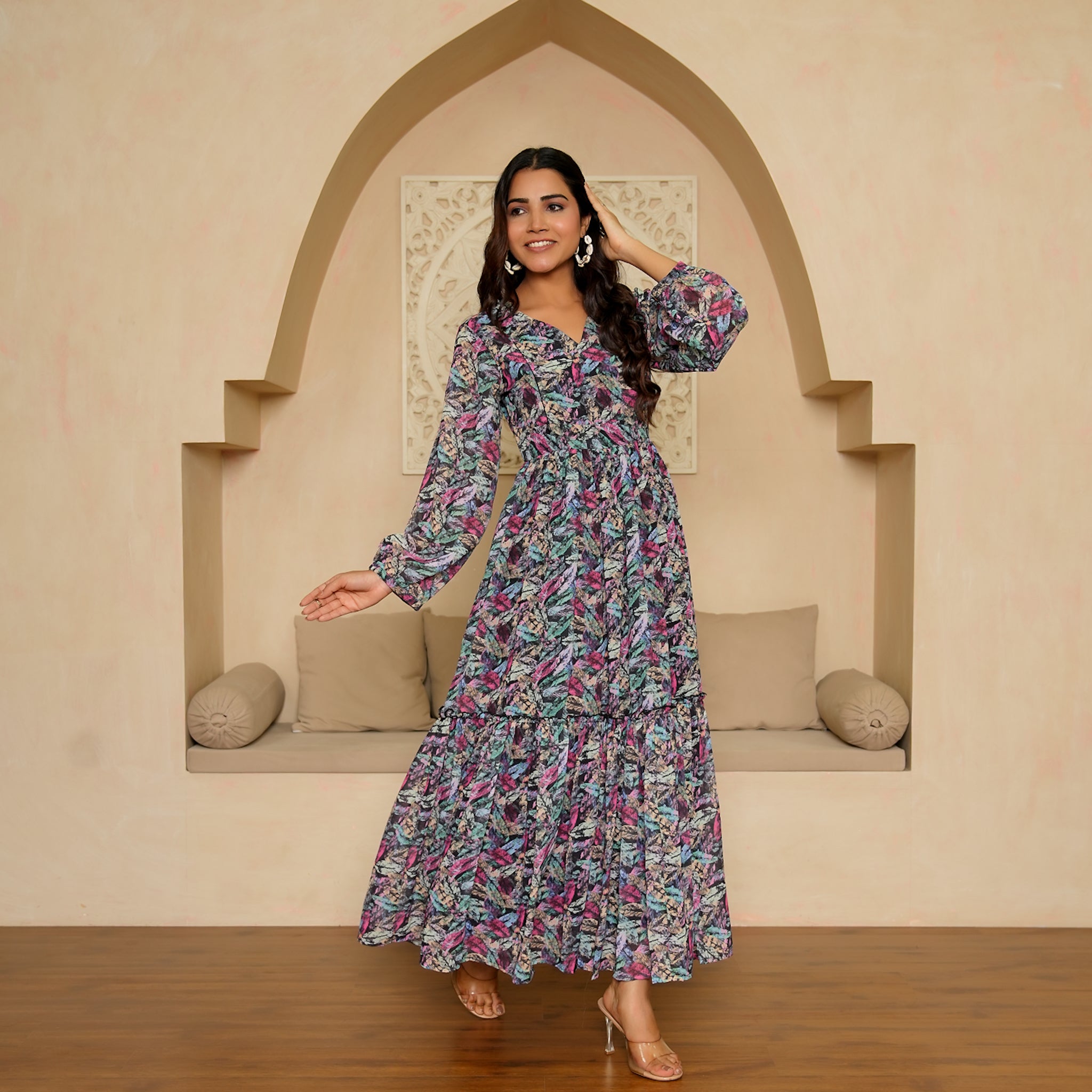 Martinez Leafy Nursing Maxi Dress