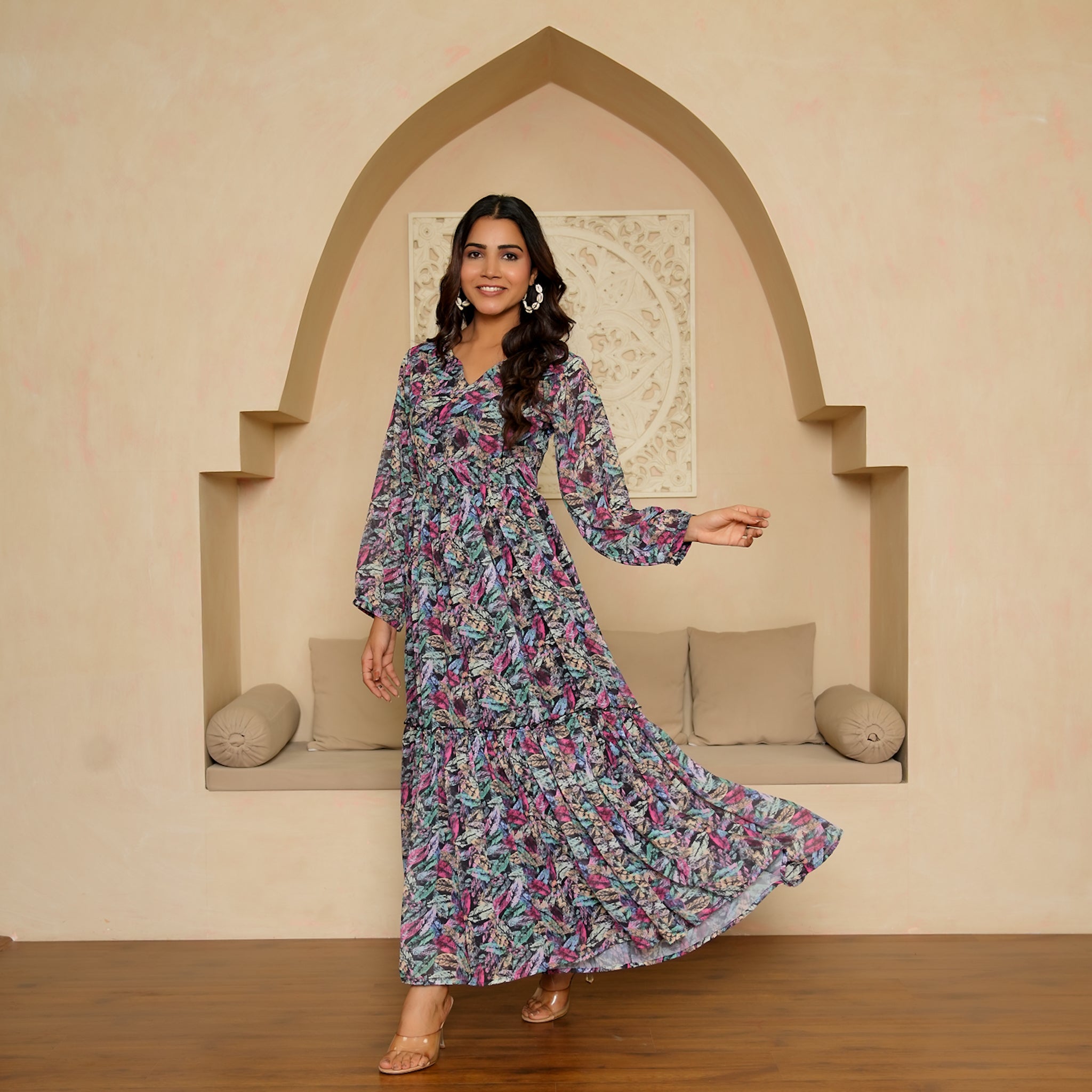 Martinez Leafy Nursing Maxi Dress