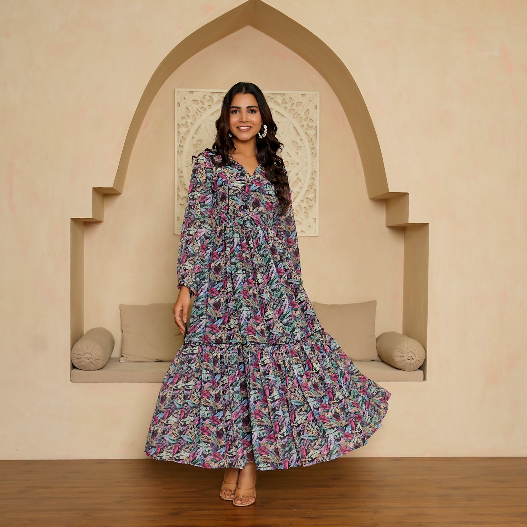 Martinez Leafy Nursing Maxi Dress