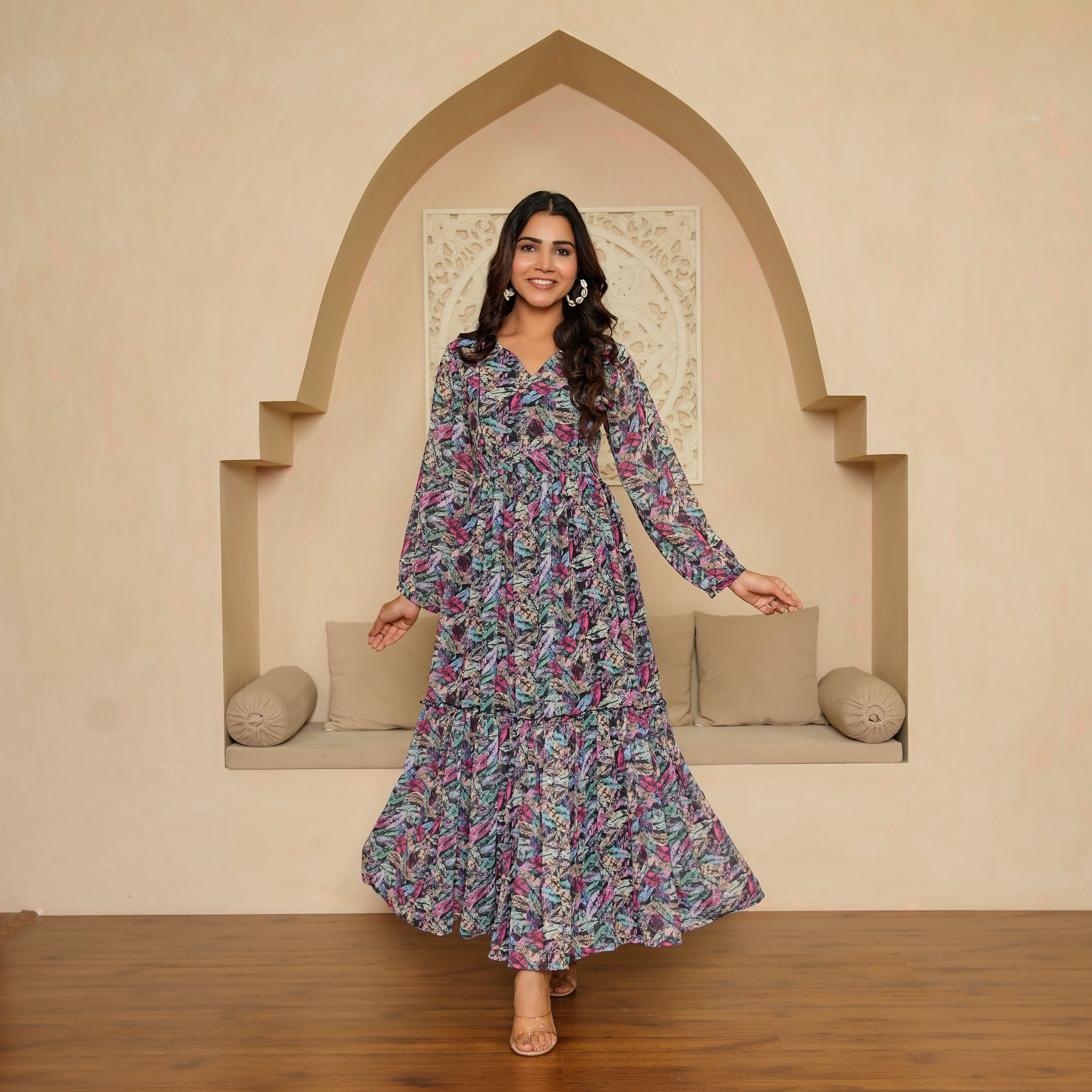 Martinez Leafy Nursing Maxi Dress