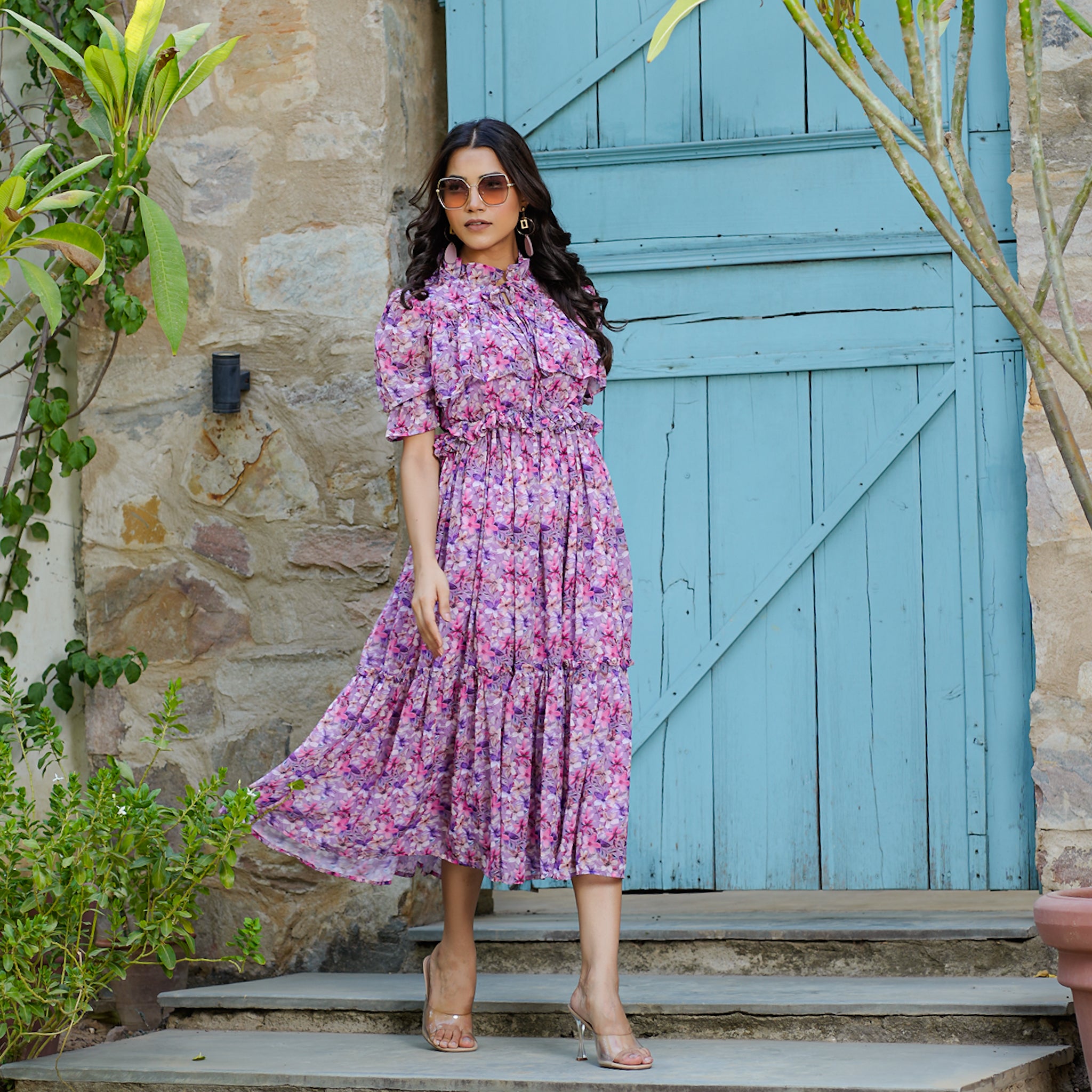 Joelle Lilac Floral Maxi Dress