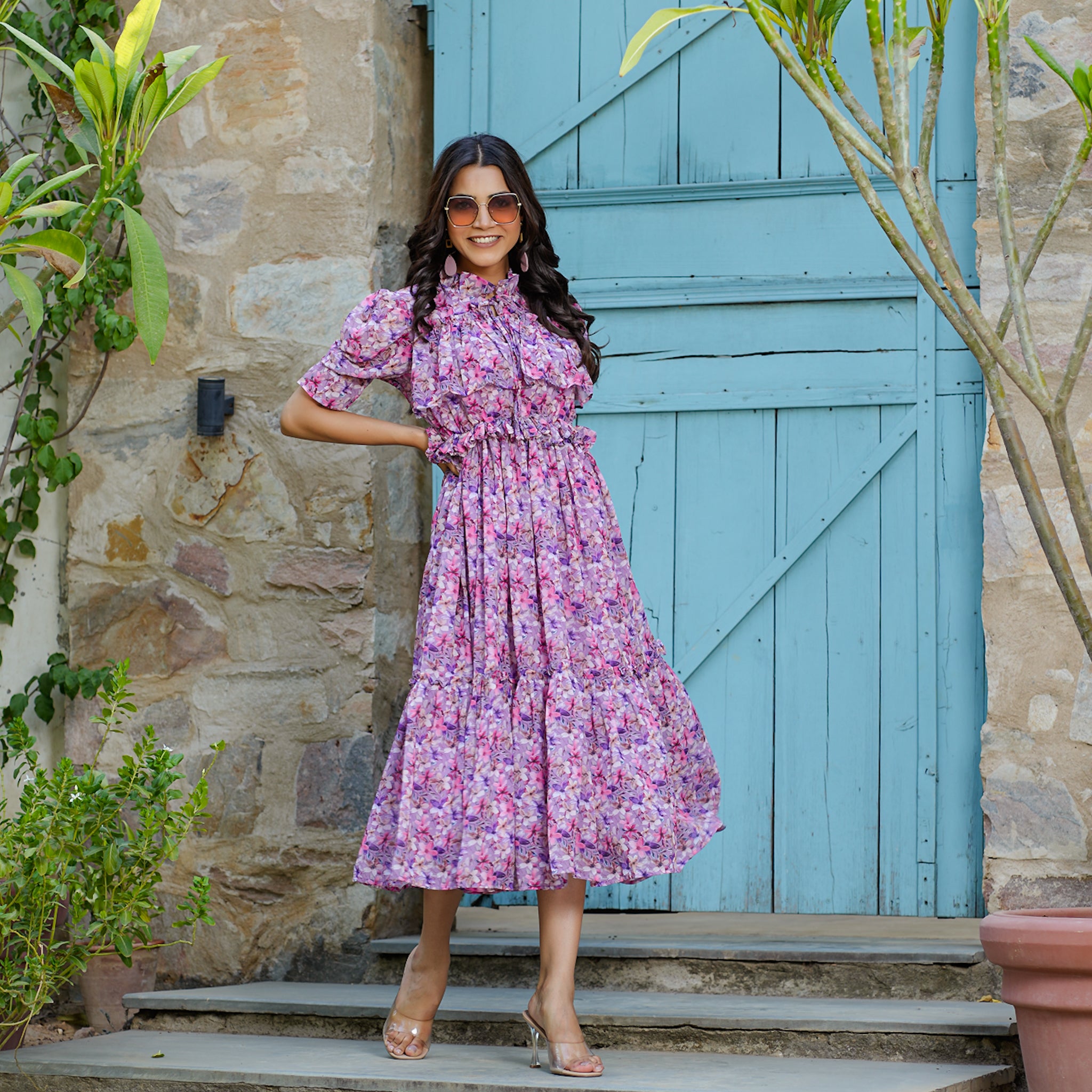 Joelle Lilac Floral Maxi Dress